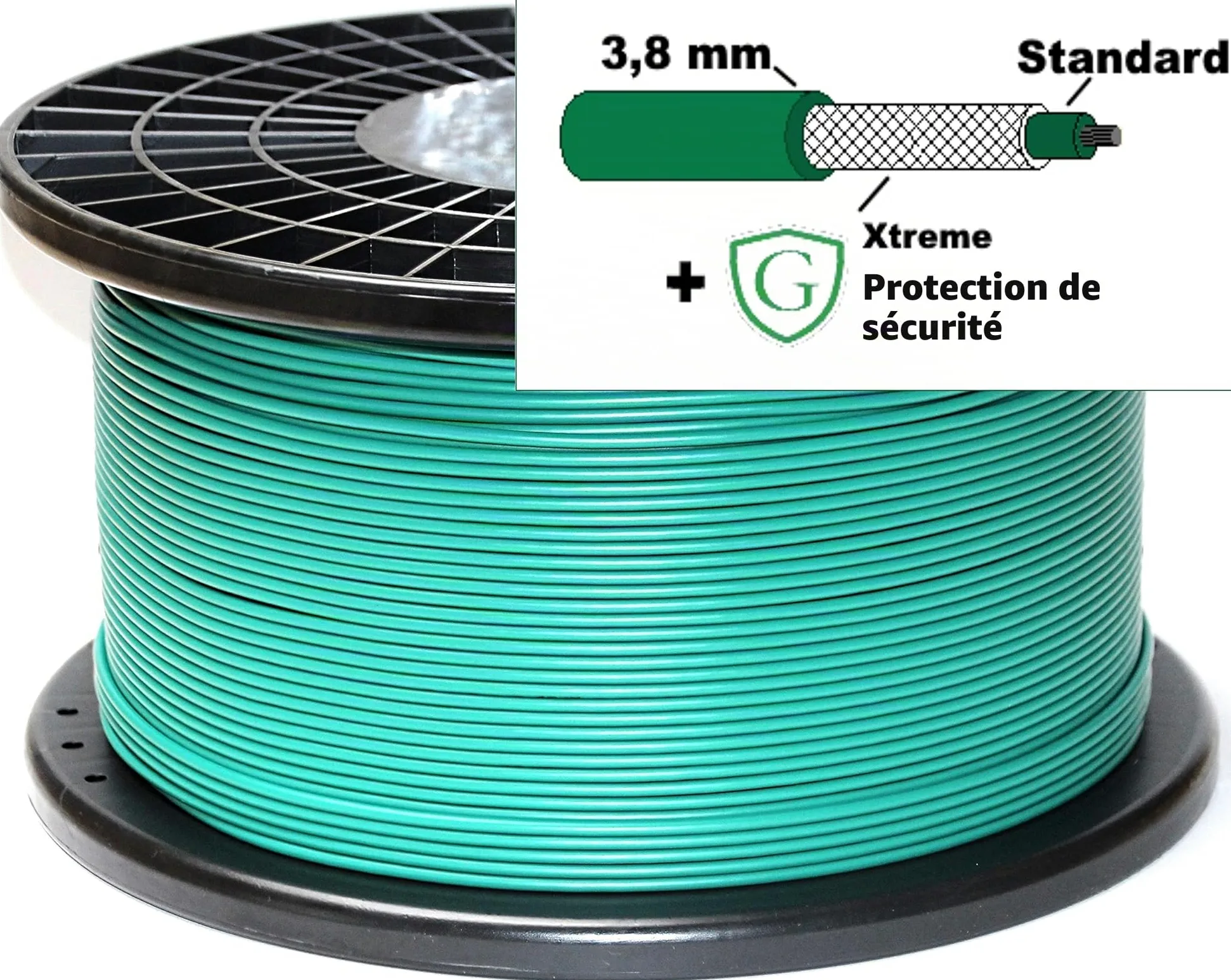 Genisys Câble de sécurité 3,8mm Compatible Husqvarna Automower ® + Gaine Xtreme Safe-Protection - Fil de Protection limitation Tondeuse Robot, Longueur:250m