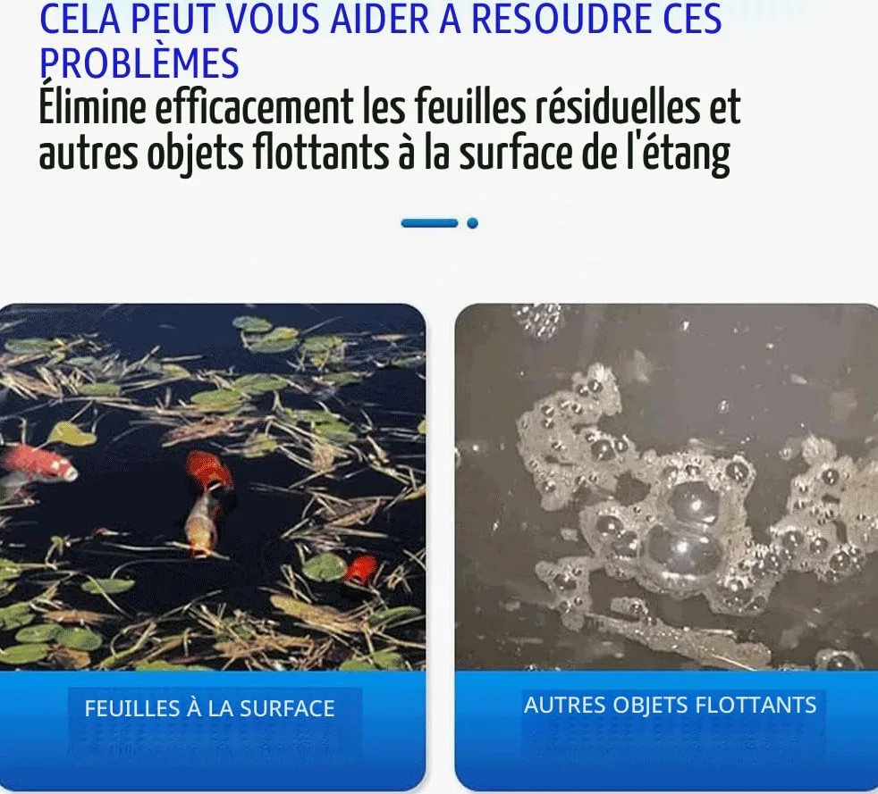 Écumoire flottante pour piscines et étangs – Collecteur multifonction efficace pour les feuilles mortes et les déchets, dispose de 3 modes de fontaine