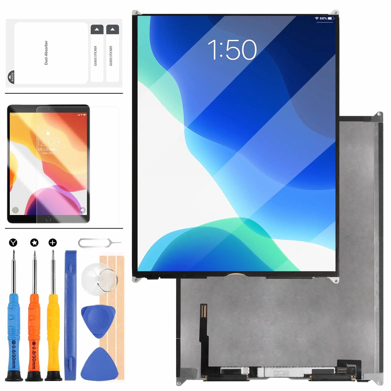 LADYSON Écran LCD de rechange pour iPad 9 9ème génération 10,2 pouces A2602 A2603 A2604 A2605 avec protecteur en verre trempé + outils