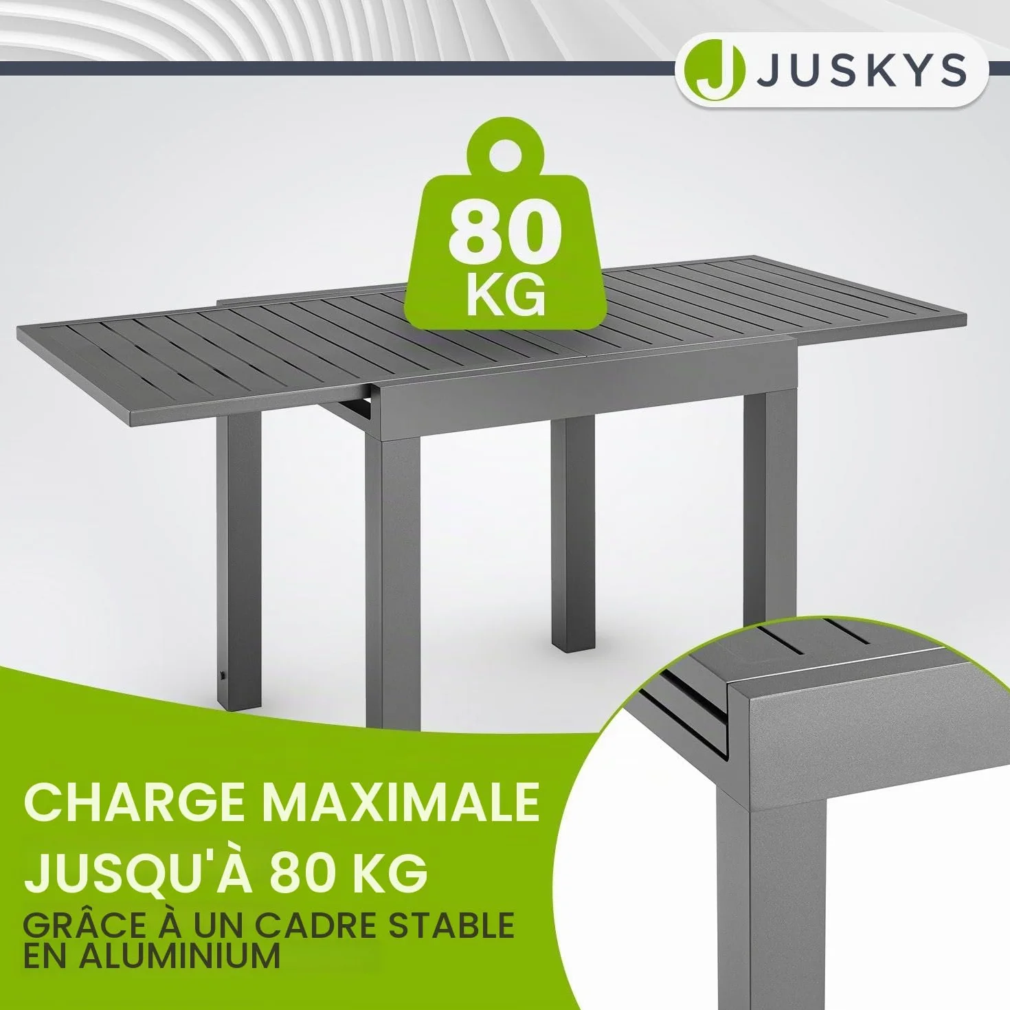 Juskys Table de Jardin Laki de Extensible 70x70 cm Aluminium Anthracite