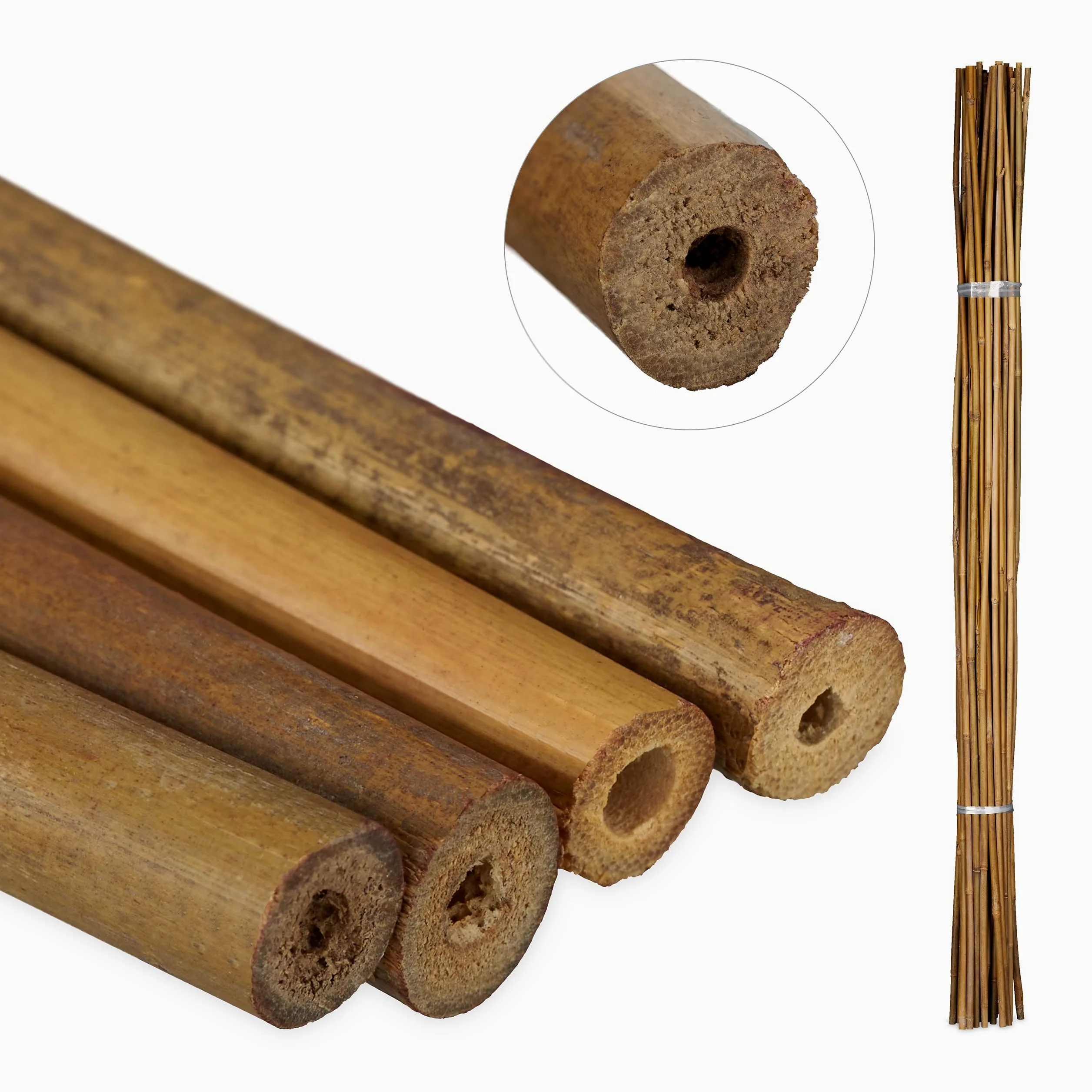Relaxdays Tuteur pour Plante en Bambou, Lot de 40, 120 cm, Aide à la Croissance des Plantes, Déco, Tiges Bambou, Naturel