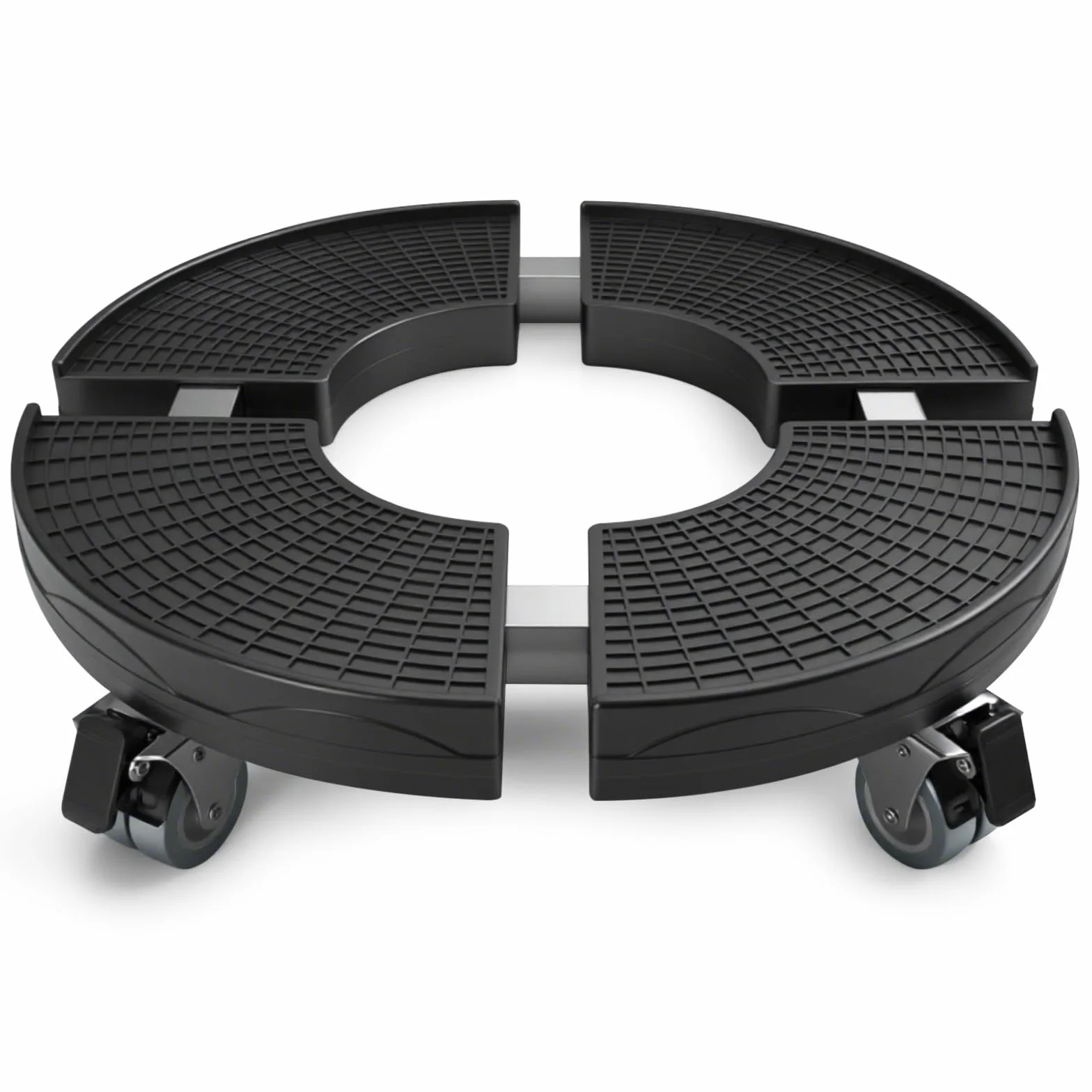 Porte Plante à Roulettes Réglable 38-54 cm, Plateau Roulant 360° 200 kg, Noir
