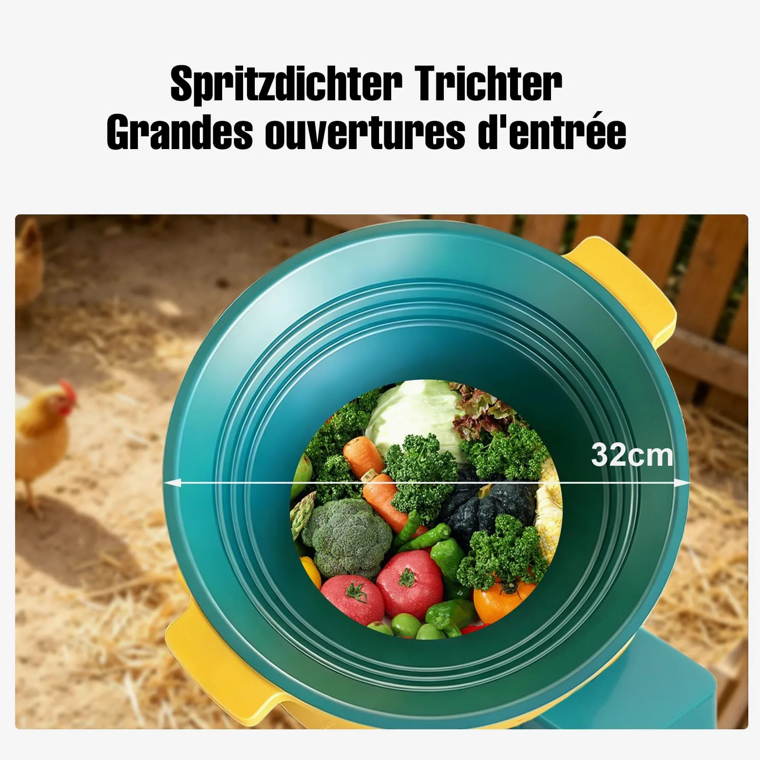 Broyeur à fourrage Professionnel, 220V 500W Broyeur de Légumes électrique | Pour Légumes Verts, Tiges d’herbe, Légumes, et Melons, pour la Transformation des Aliments pour volailles et Canards
