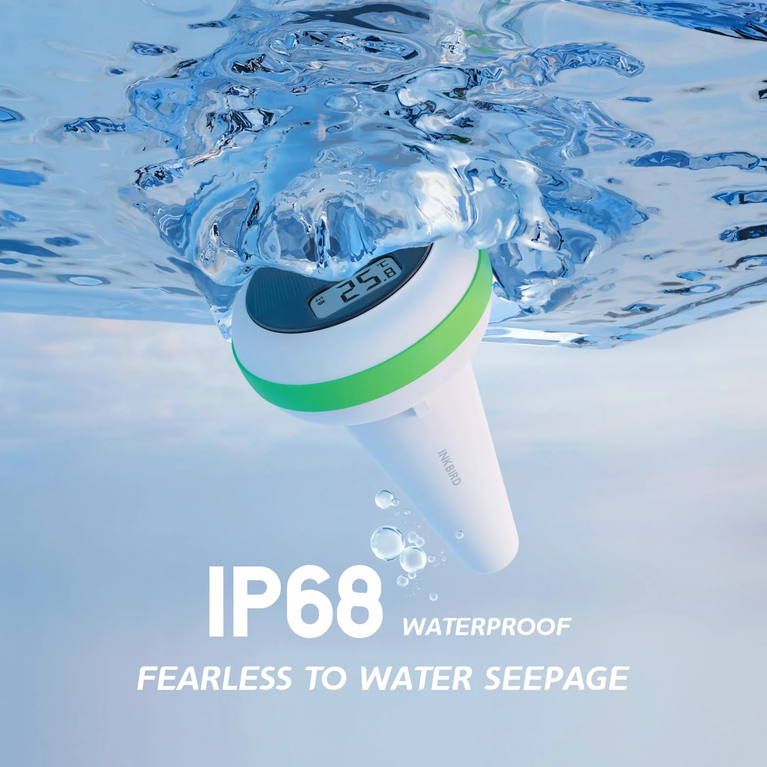Inkbird Thermomètre Piscine Solaire avec Moniteur, Étanche IP68 | Connexion Sans Fil, Moniteur Multifonctionnel Télécommande, Spa Bassin Aquarium