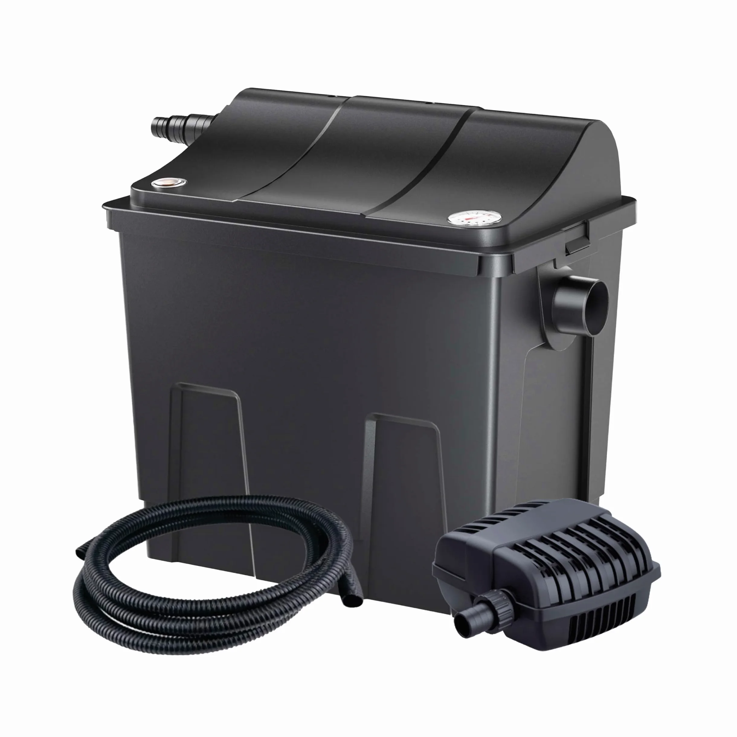 AQPOND Mirage Filtre de Bassin Biologique avec stérilisateur UV intégré, Pompe 2500L/H et éponges filtrantes - Système de Filtration Complet pour bassins jusqu'à 7000 litres - Taille compacte