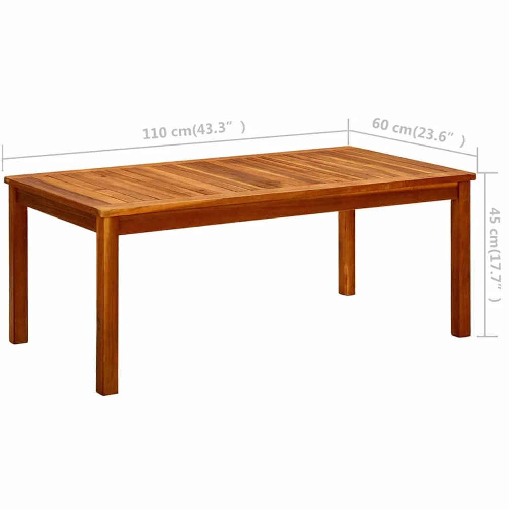 vidaXL Table Basse de Jardin en Bois d'Acacia Solide 110x60x45 cm