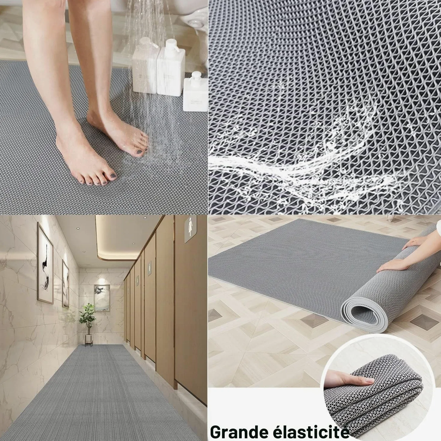 BWKJMY Tapis de sol antidérapant pour zone humide commerciale,0.9x3 m d'épaisseur,0.6 cm d'épaisseur,Pour garage, piscines, restaurants, bars, intérieurs, tapis imperméable en caoutchouc gris