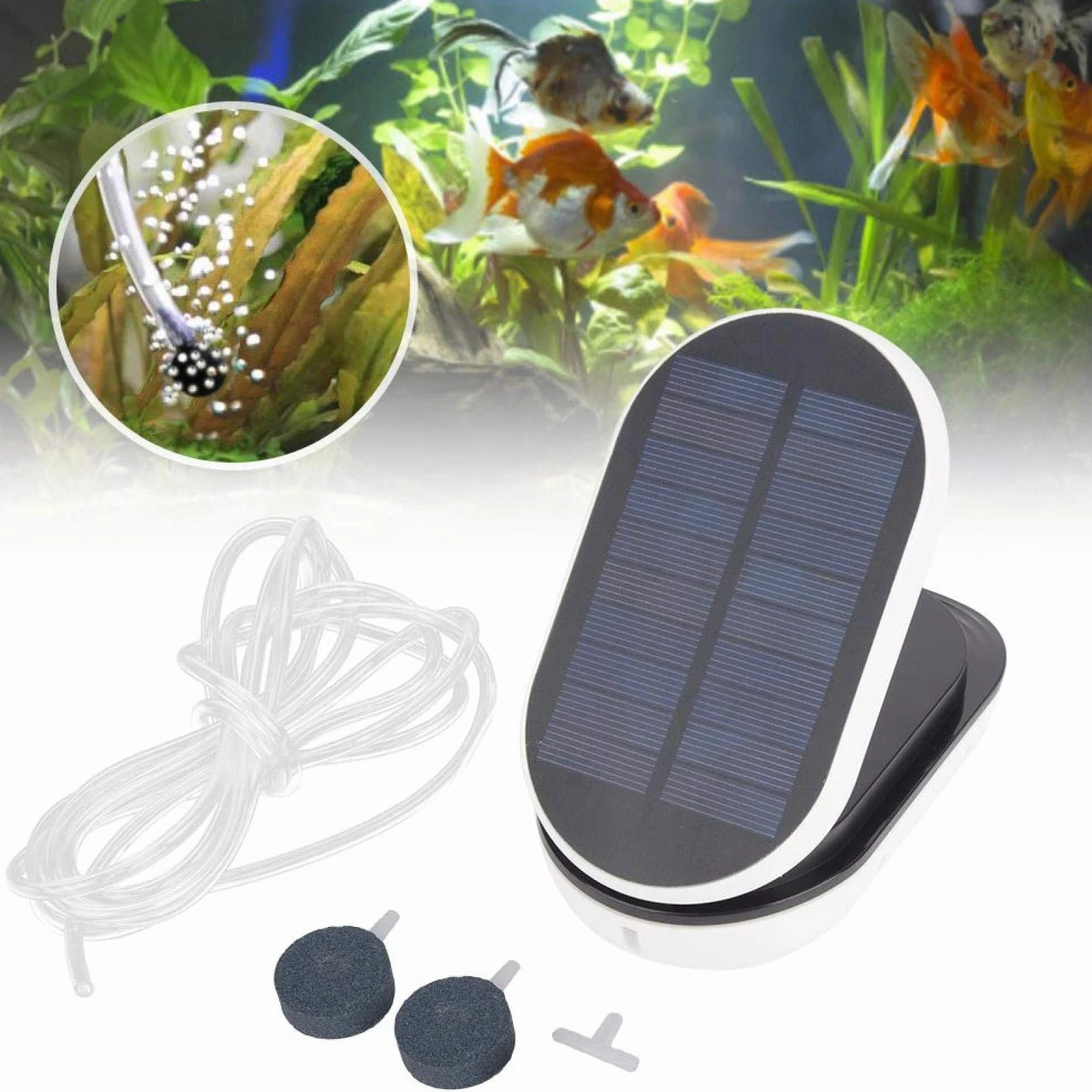 Pompe à air oxygénateur à énergie Solaire, aérateur oxygénateur Portable à Pompe à air Solaire à 3 Niveaux AP007 pour Aquariums/réservoirs de Poissons