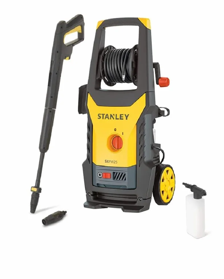 Stanley Nettoyeur Haute Pression SXPW25E (2500 W, 170 Bar, 500 l/h) & Déboucheur de Canalisations pour Nettoyeur Haute Pression (16 m) Noir