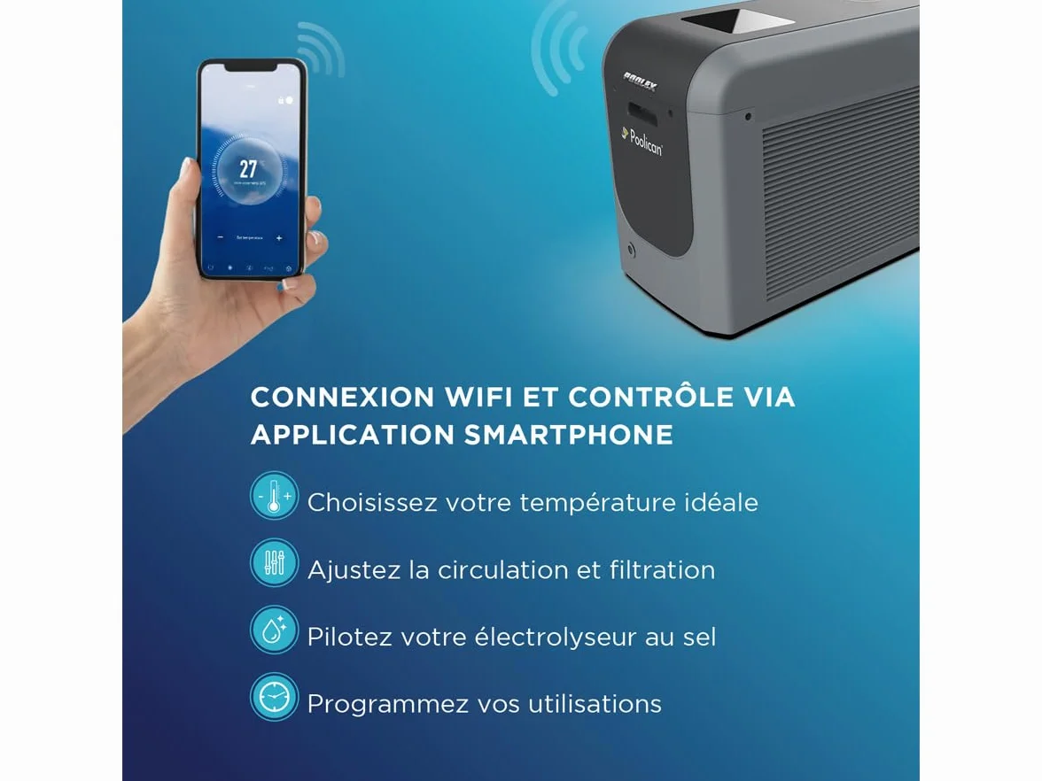 Pompe à chaleur Poolican Poolex centralisée connectée piscine 25m3