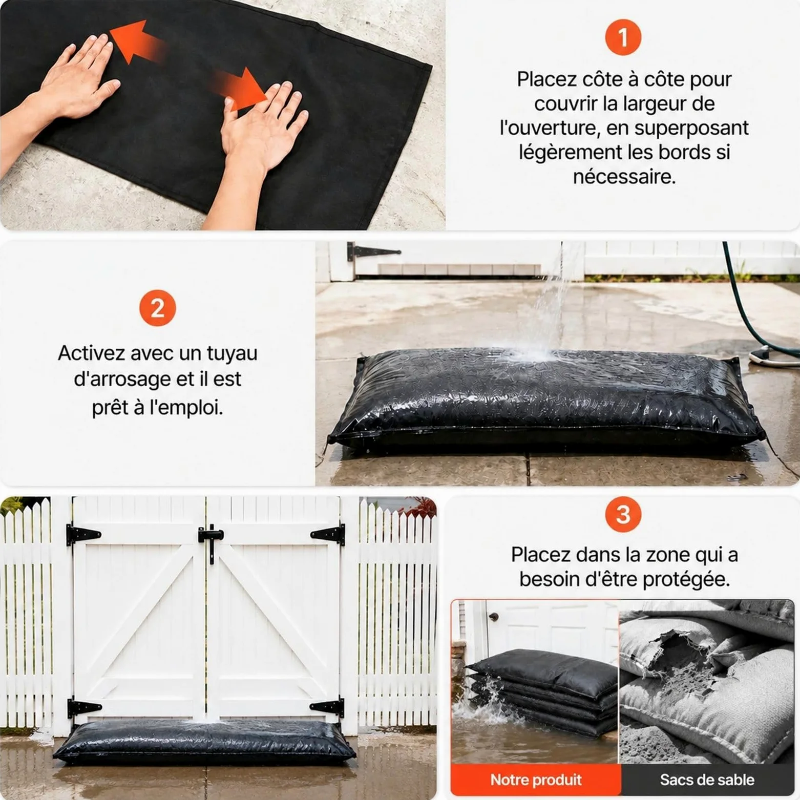 Lot de 6 Sacs absorbants réutilisables pour Porte, sous-Sol, Garage et Maison