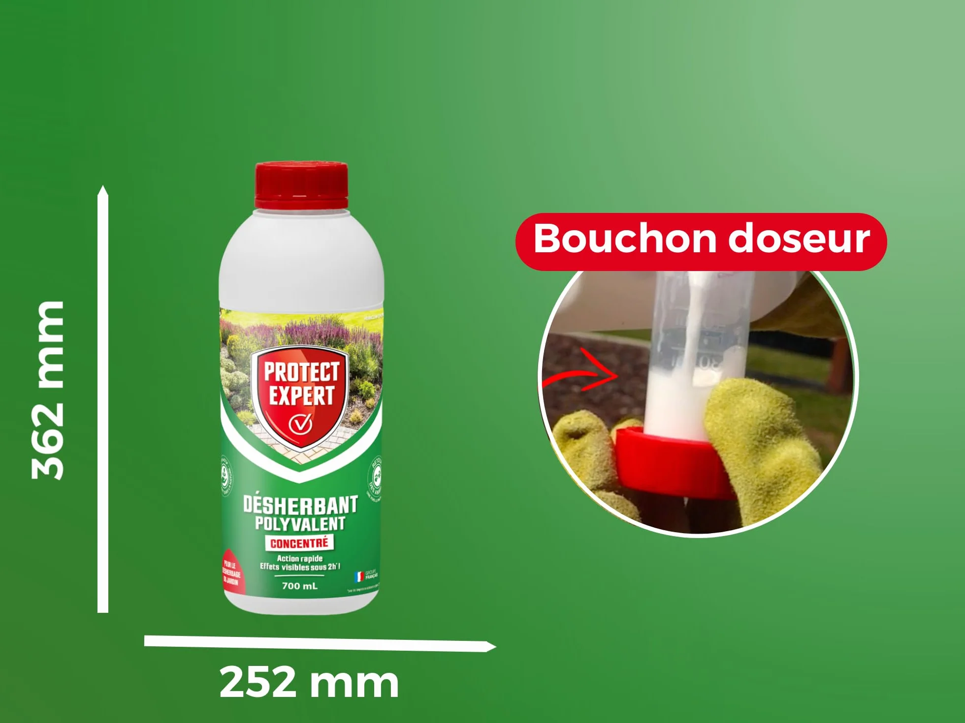 PROTECT EXPERT Désherbant Polyvalent Concentré 700ml PROHERBIO700 Jusqu’à 58m²