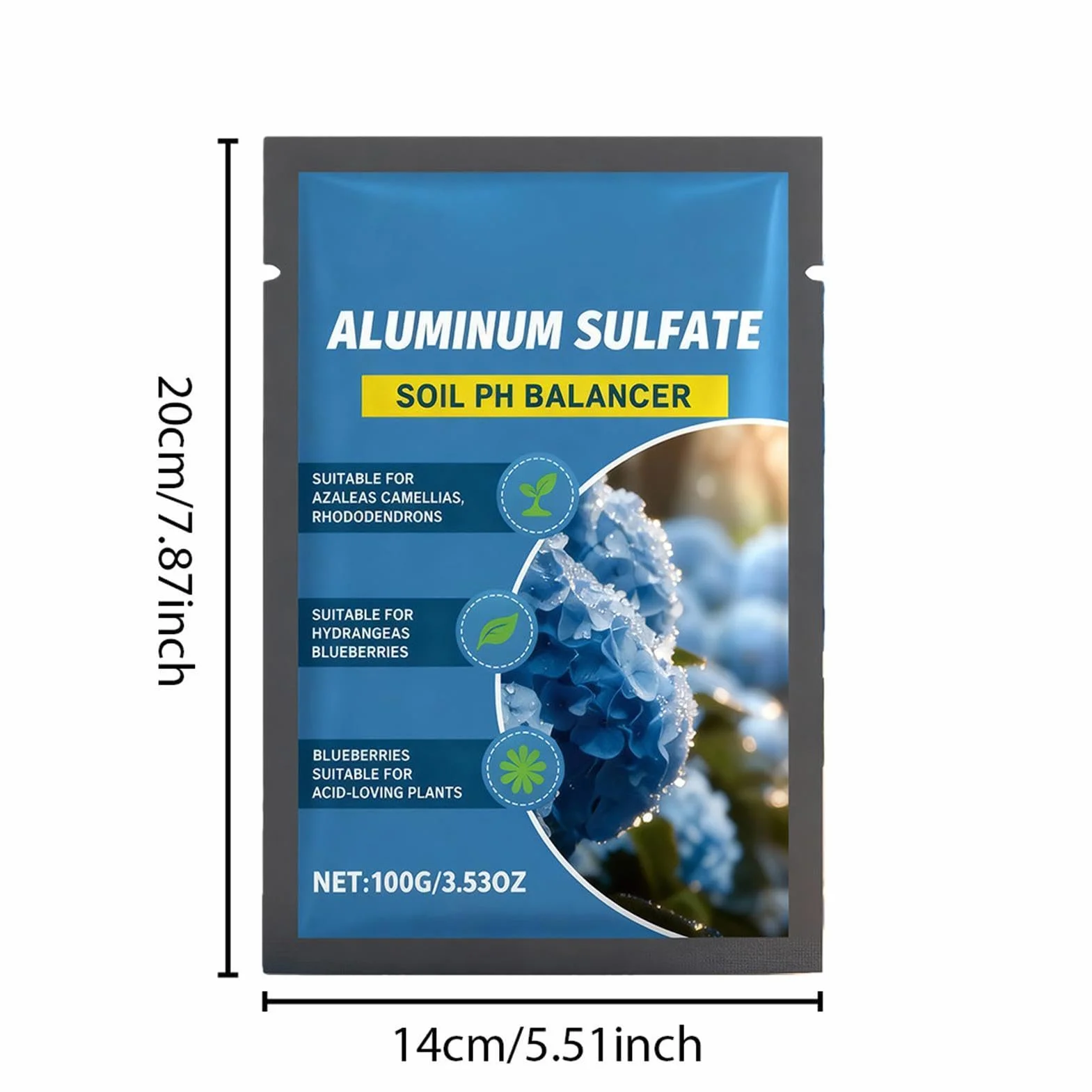 D'engrais Pour Hortensia Devenir Bleu 14x20 Cm Hydrangea Blueing Plant Acidifiant Amendements Doux Abaisseur PH Du Sol En Sulfate D'aluminium Jardins Et Étangs