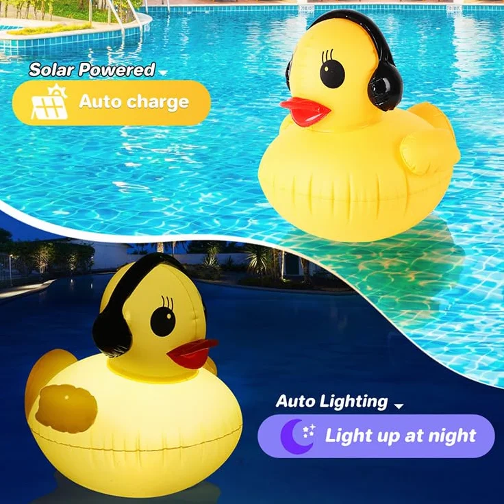 Lanterne Solaire Gonflable Canard IP68 Lampe LED Flottante pour Piscine Bassin Jardin