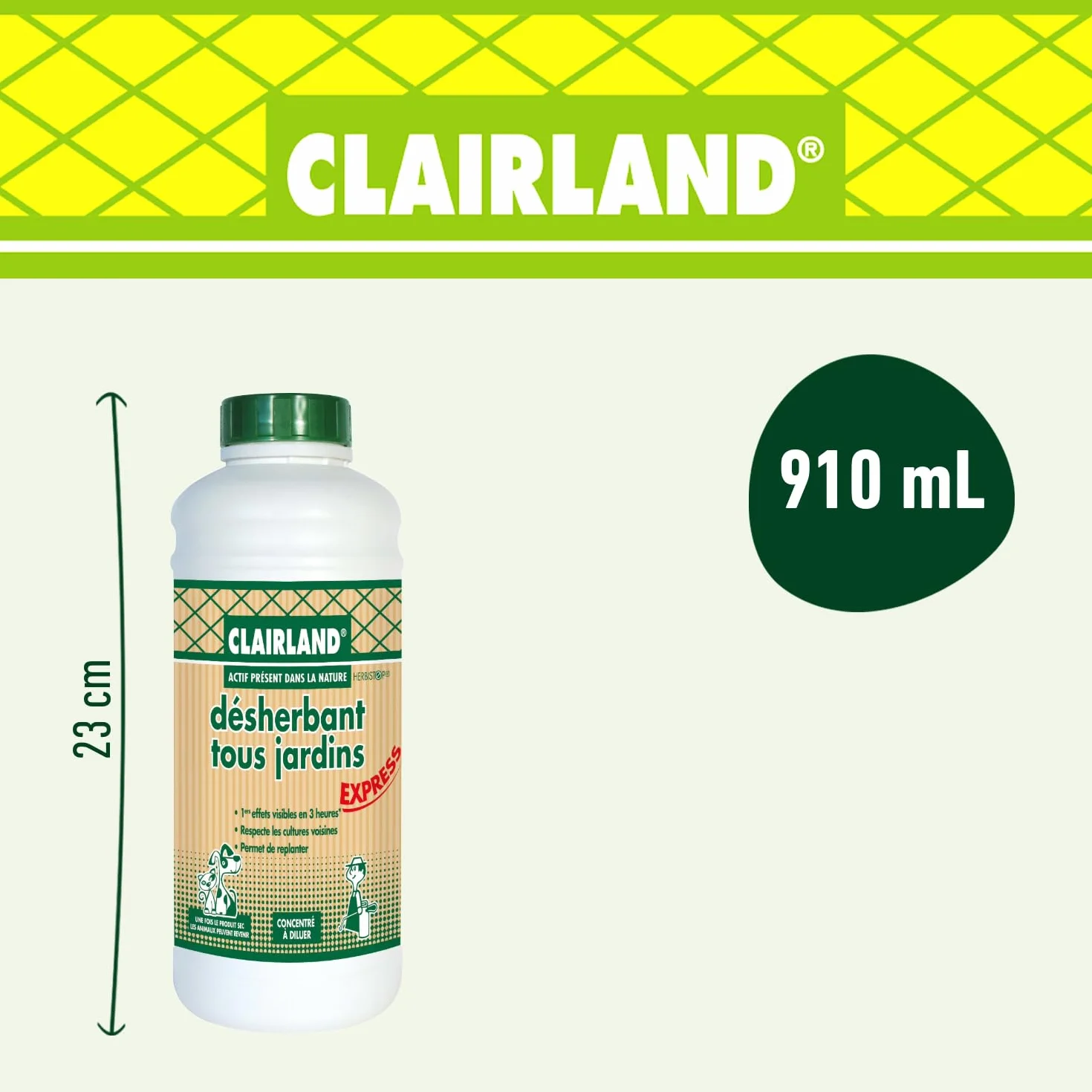CLAIRLAND Désherbant Concentré 910 mL Actif Naturel Tous Jardins