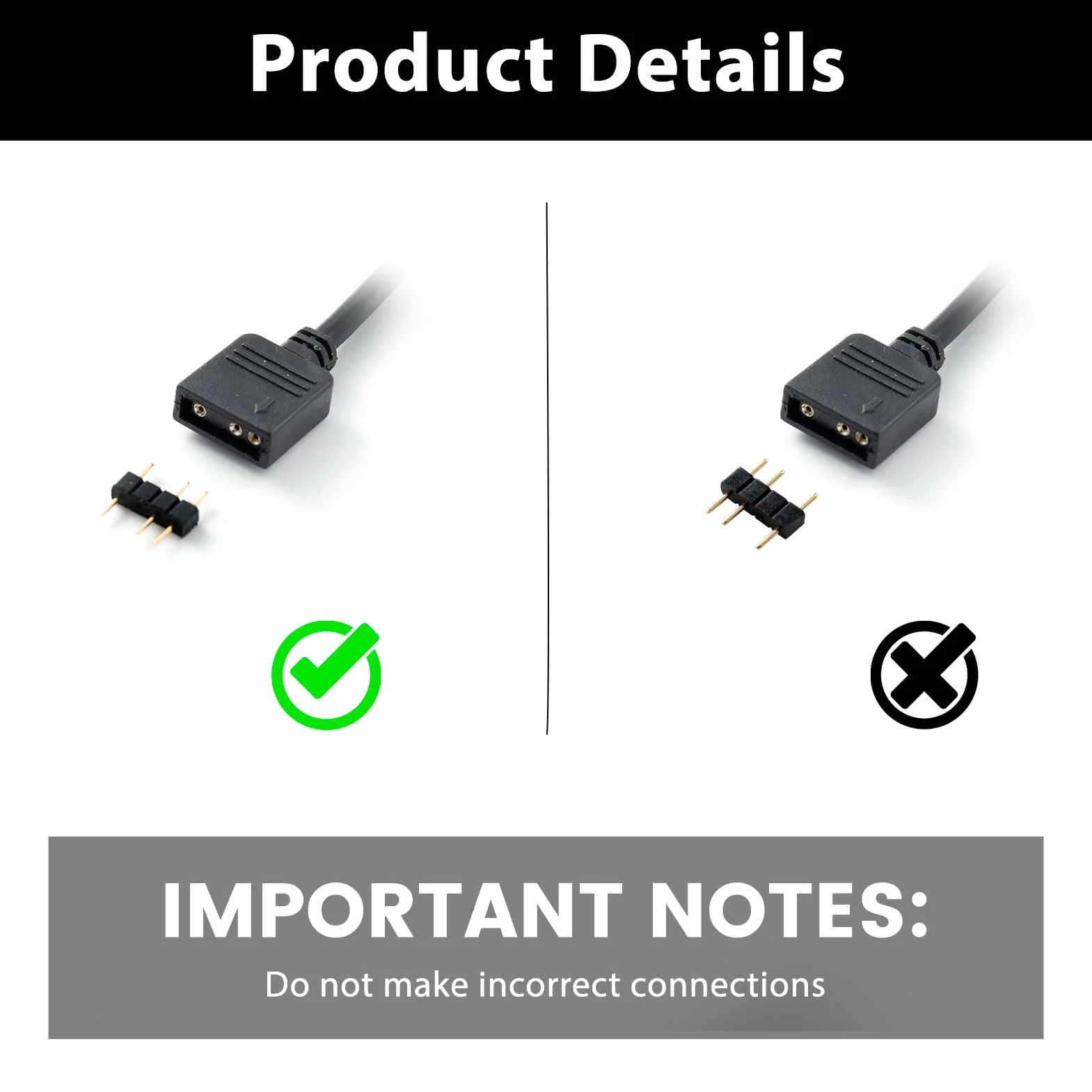 Câble d'extension ARGB 3 broches 5V femelle-femelle 0.5m pour ventilateur et bande LED RGB PC