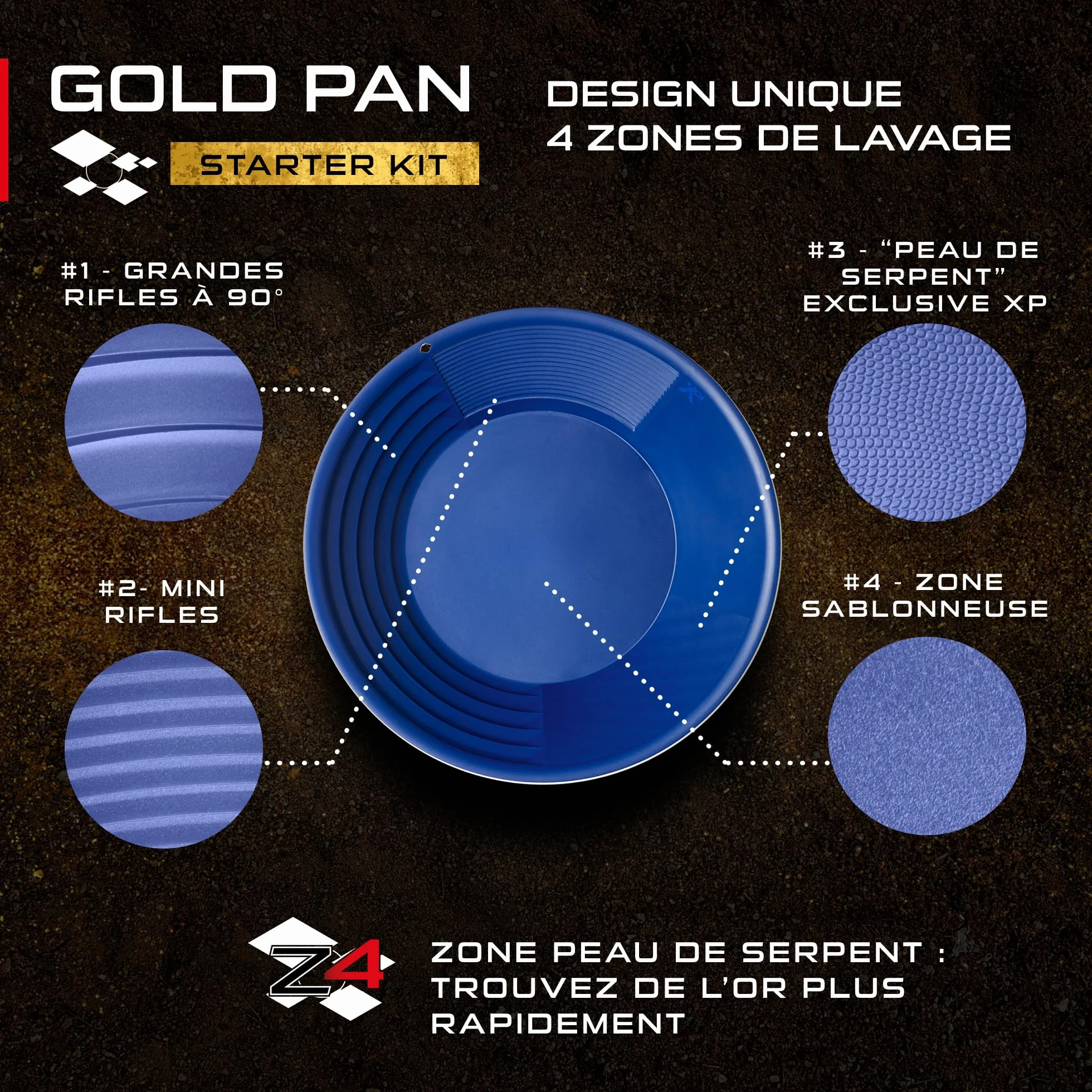 XP Metal Detectors Kit de démarrage Gold Pan - Inclus pan 37cm, tamis et accessoires GP-Starter-KIT