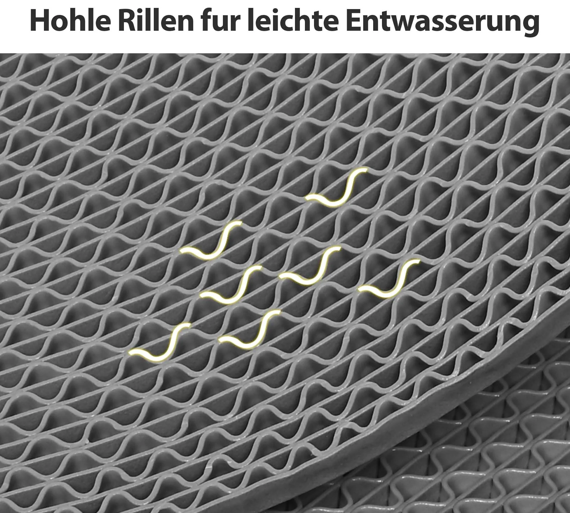 bimiti Tapis de sol de drainage, 90 x 200 cm, en PVC, épaisseur 6 mm, antidérapant, tapis commercial, tapis de douche creux en maille pour zones humides, cuisine, piscine, buanderie, restaurant, gris