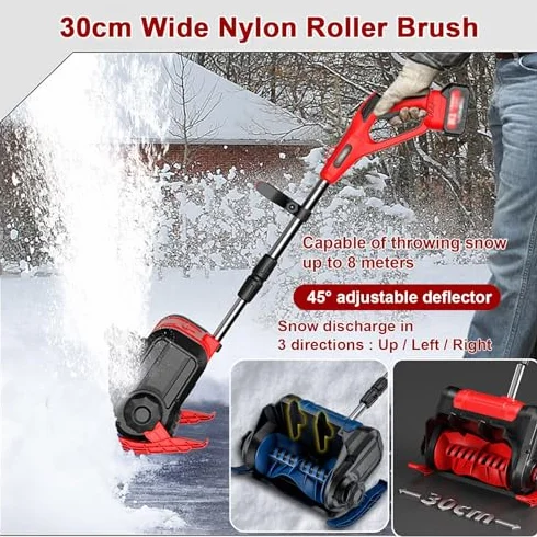 Souffleuse à neige sans fil 21 V, largeur 30 cm, direction réglable 45°, pliable terrasse allée