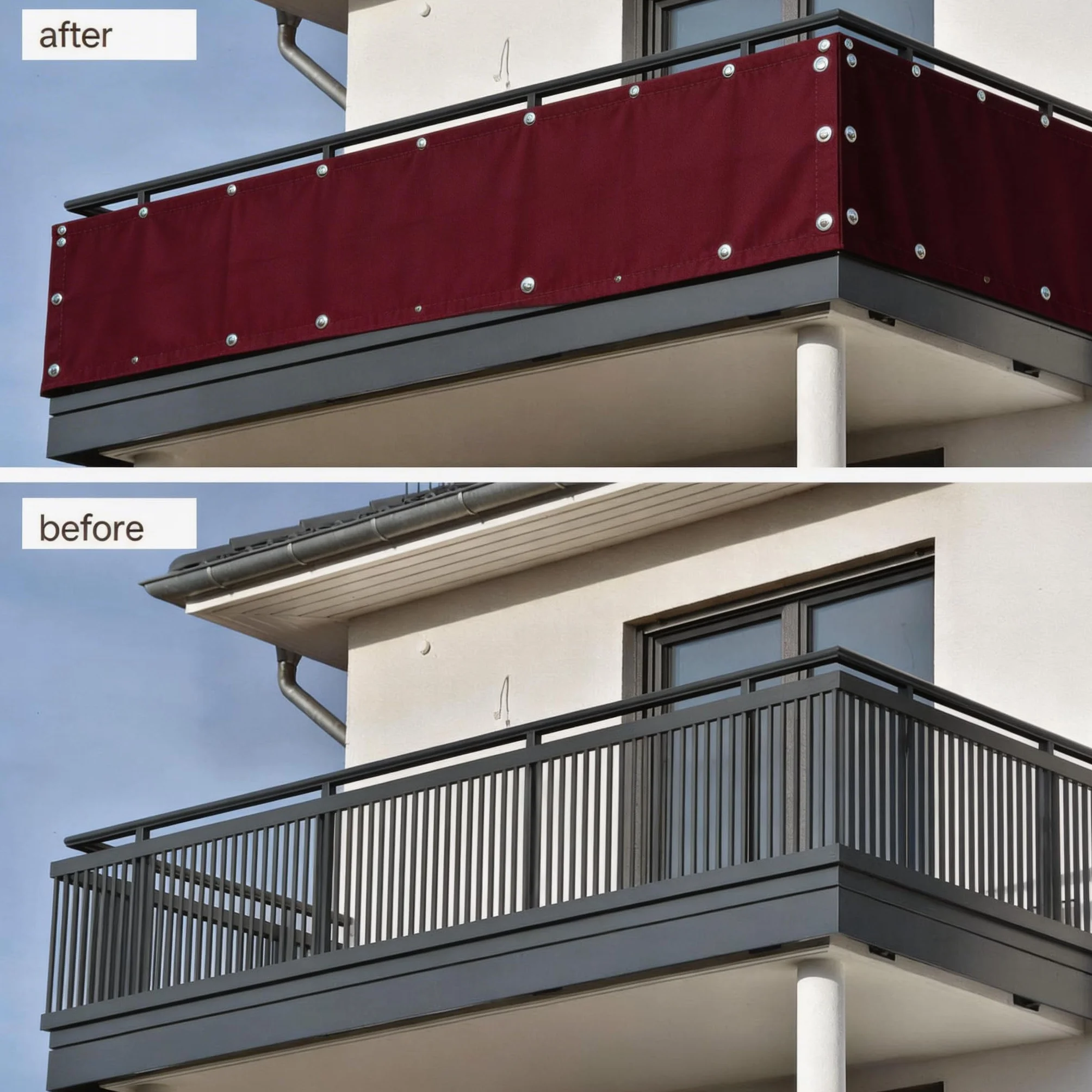 Bâche de Balcon Brise-Vue Imperméable Protection UV 90 x 320 cm Vin Rouge