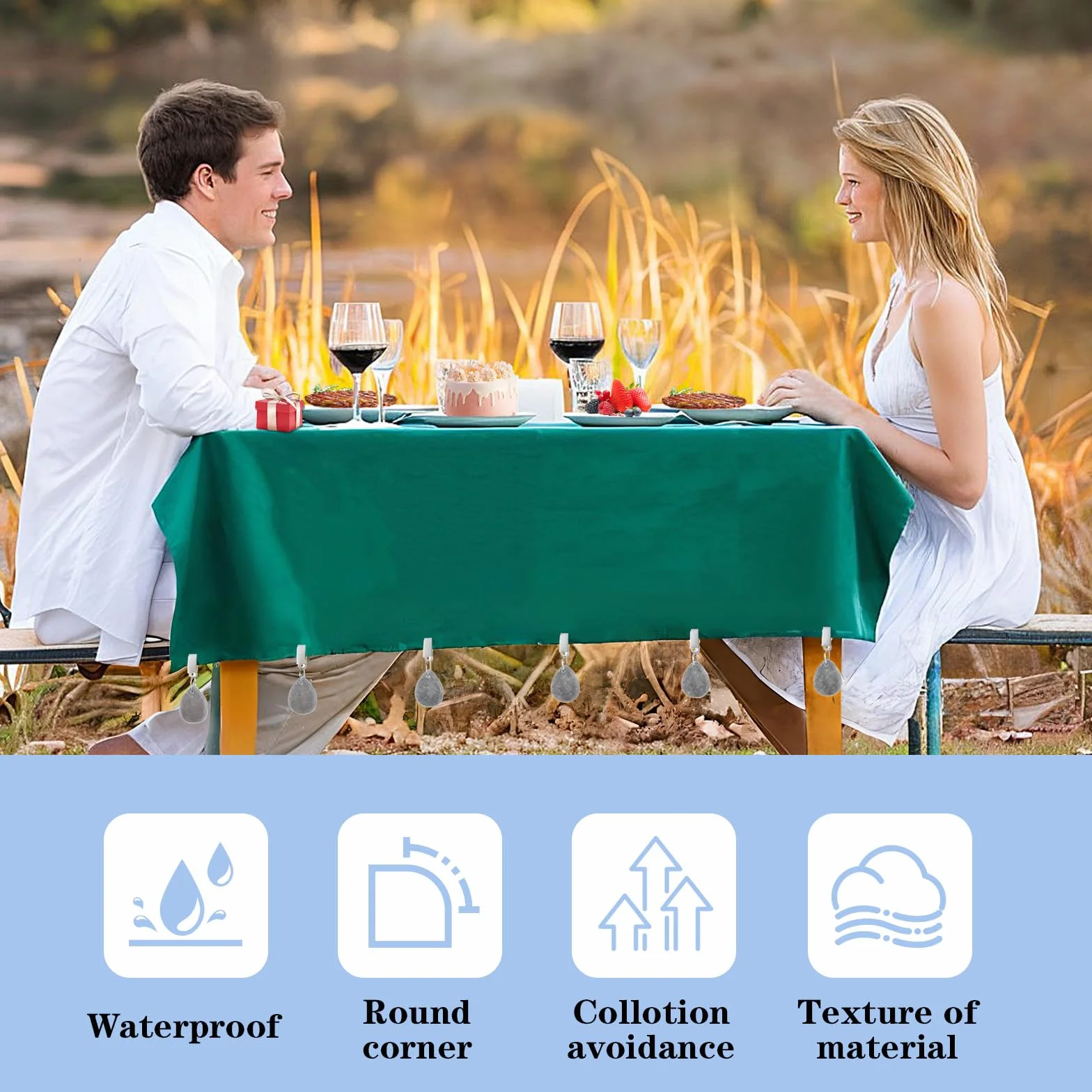 Poids de Nappe en Marbre Naturel, Pince Poid Table Exterieur, Lot de 10 Forme Larme Grise pour Mariage Camping