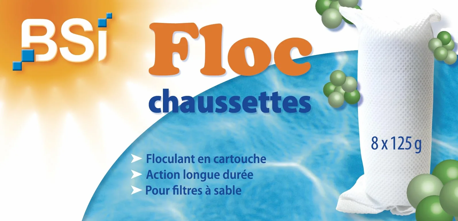 Chaussettes Floculantes Longue Durée Spécial Piscine 8 x 125g