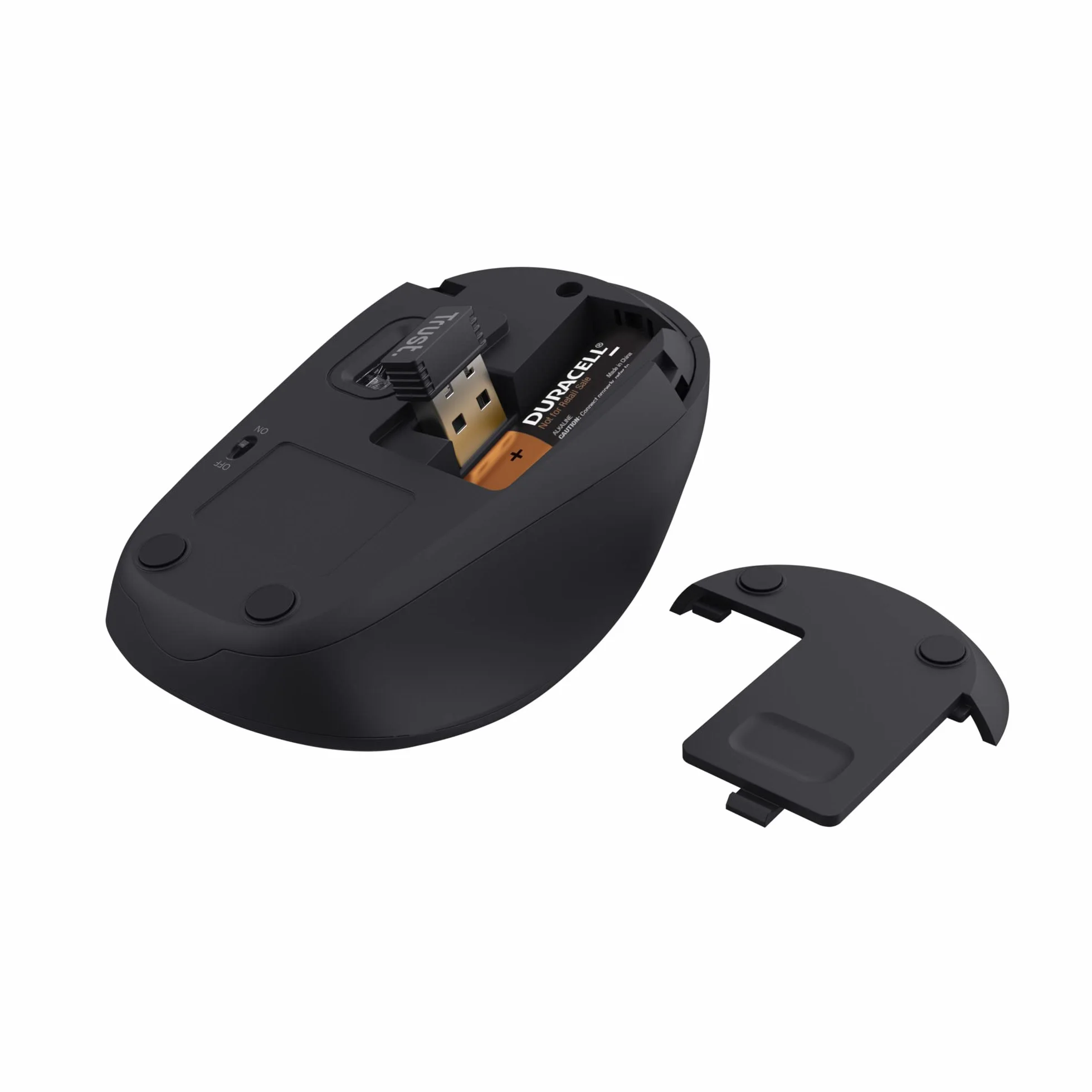 Trust Souris sans Fil Silencieuse 800-1600 DPI Plastique Recyclé Récepteur USB Stockable Compacte pour Ordinateur Portable PC Mac Noir