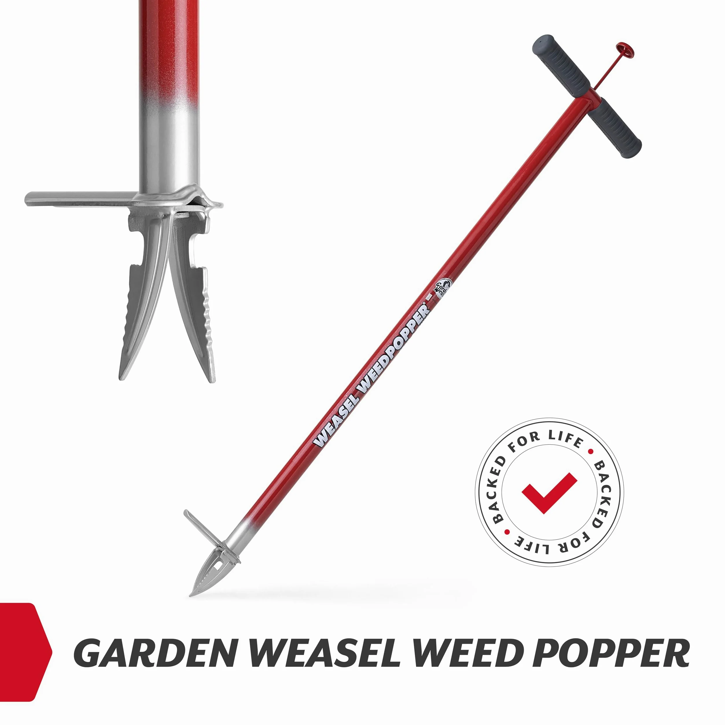 GARDEN WEASEL WeedPopper Step & Twist – Poignée Ergonomique Noire | Outil d'extraction de Mauvaises Herbes Debout pour enlever Le Pissenlit, la Crave et Les Racines | Désherbeur de pelouse et de