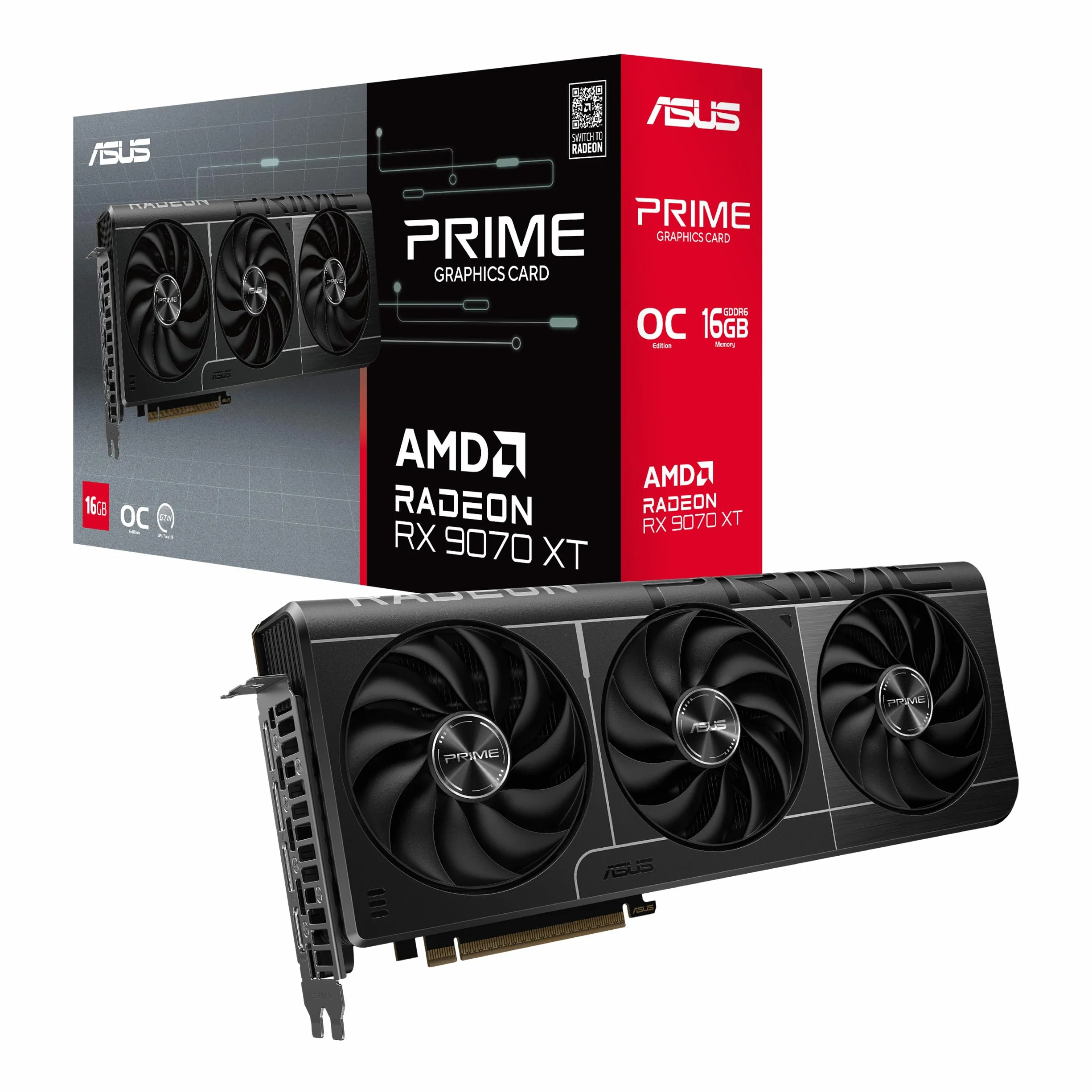 ASUS Prime Radeon RX 9070 XT OC Edition Carte Graphique 16GB GDDR6 PCIe 5.0 HDMI DisplayPort 2.1