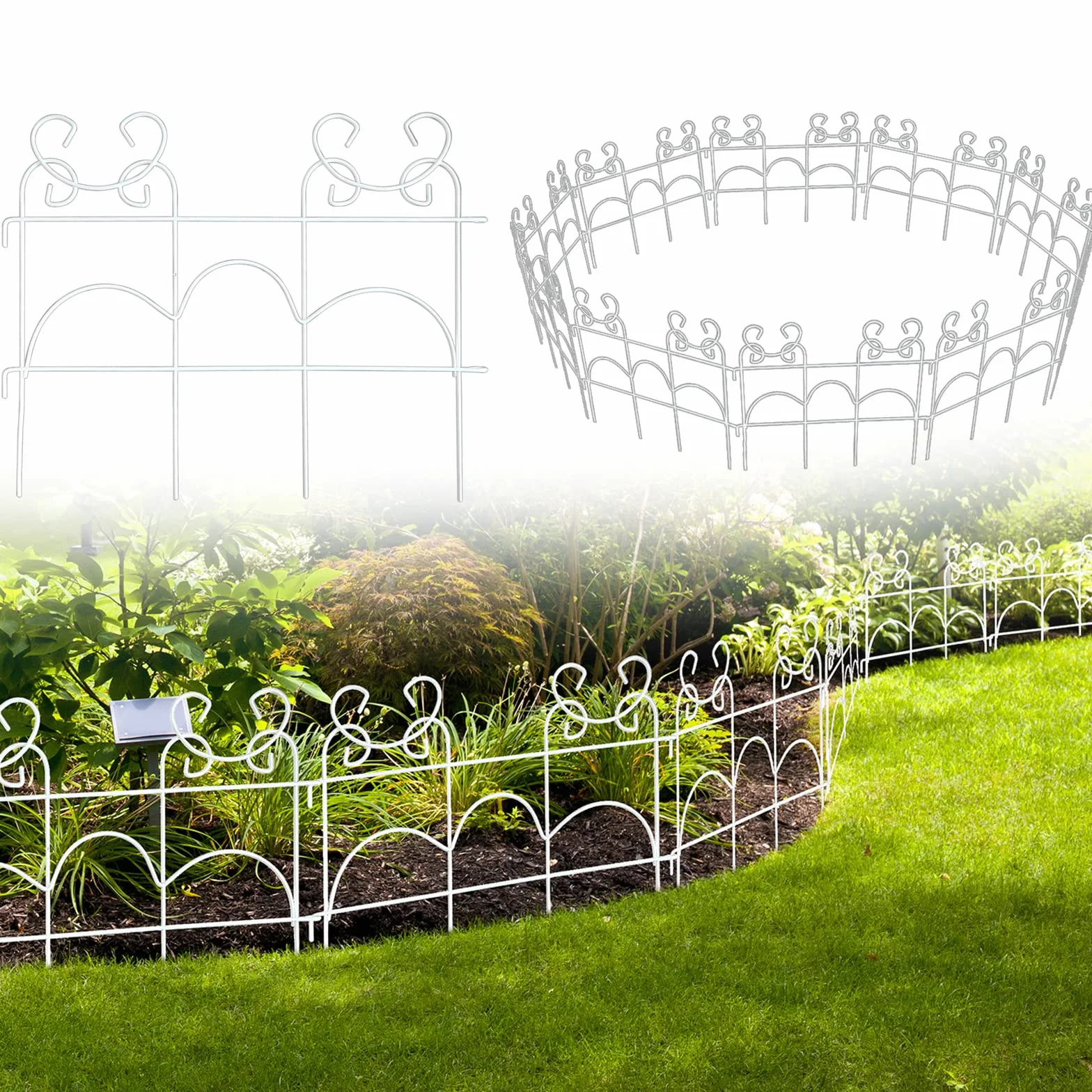 ARIFARO Bordure de Jardin sans Creuser Bordure de Paysage 33cm Haut x 43cm Large, Paquet de 20, Longueur Totale 8,6m, Barrière Bordure de Jardin en Métal pour L’extérieur, Patio, Pelouse