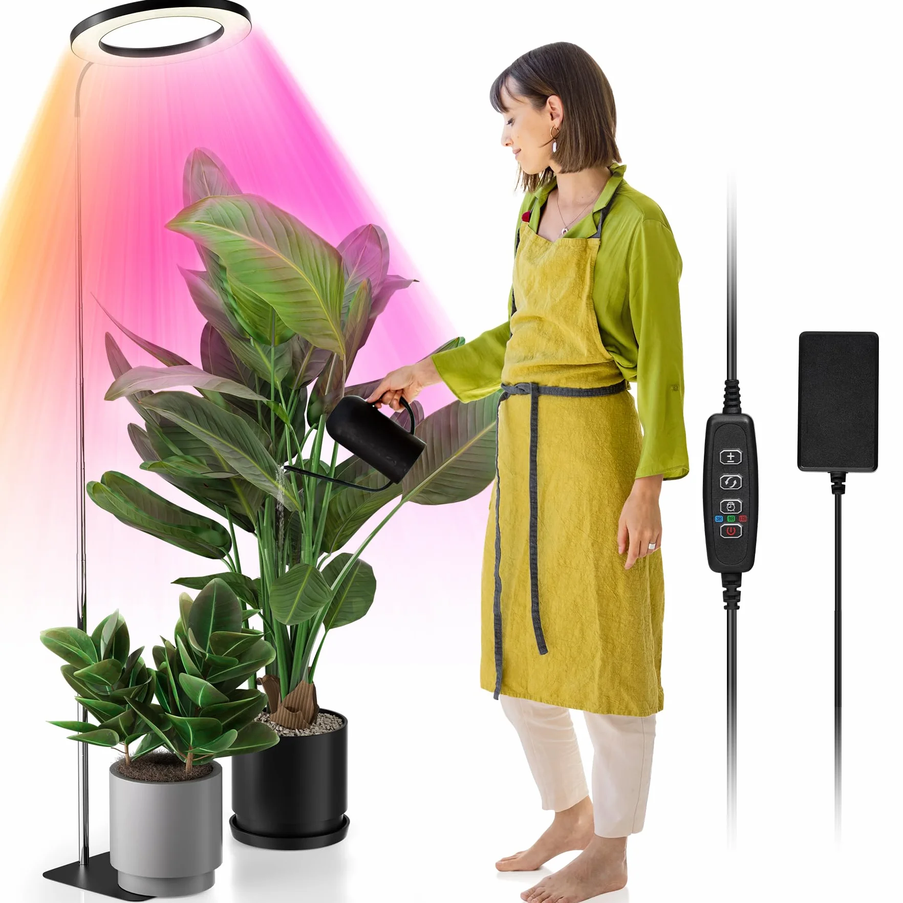 Lampe pour plantes à spectre complet 160 LED 5V4A, Grow Light avec tuyau flexible 360°, prise européenne, minuterie 3/9/12H, tige télescopique 11.8-59 pouces