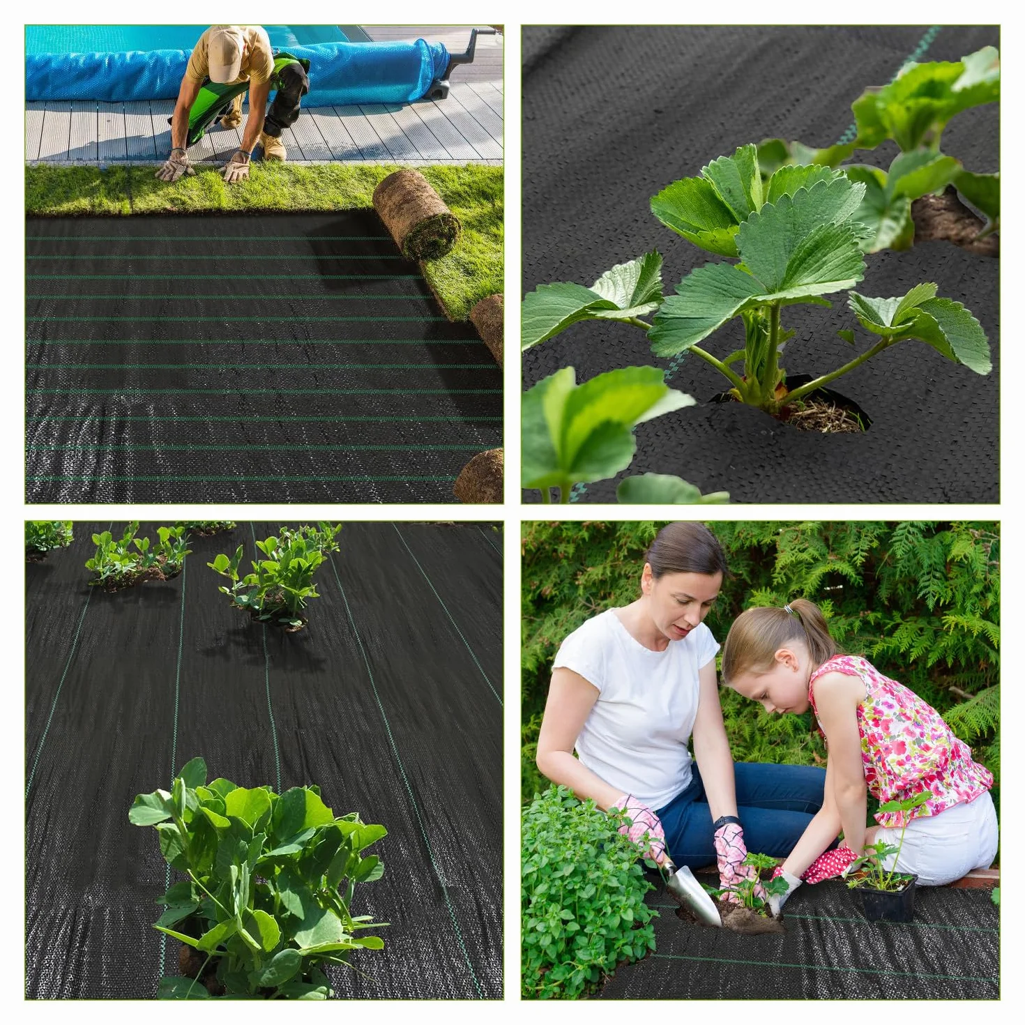 Toile anti-mauvaises herbes 1m x 100m, 100g/m², bâche de jardin extra forte, perméable à l'eau