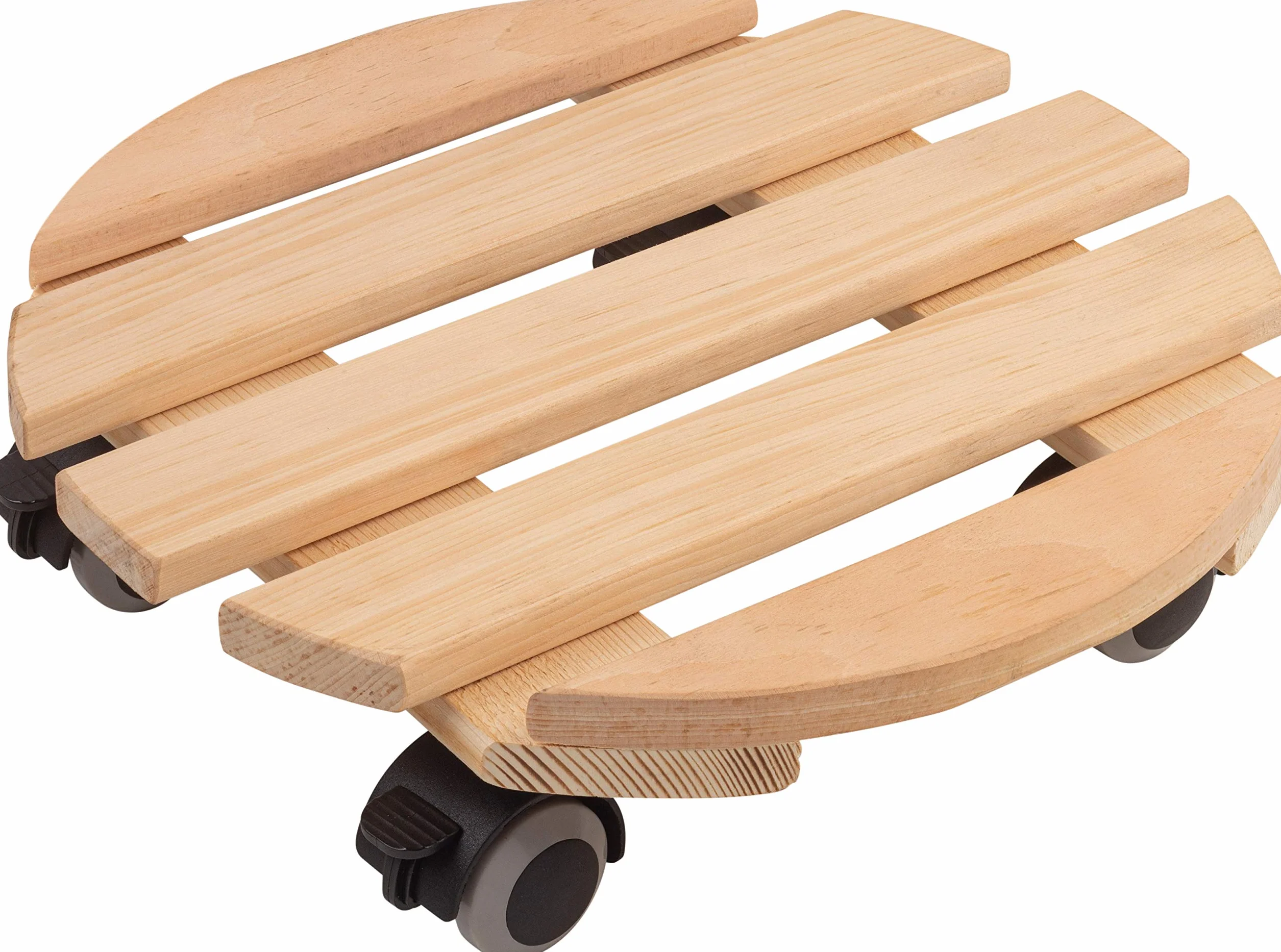 Metafranc Chariot pour Plantes Ø 300 mm 60 kg Plaque en pin Naturel Roues TPE 4 blocages