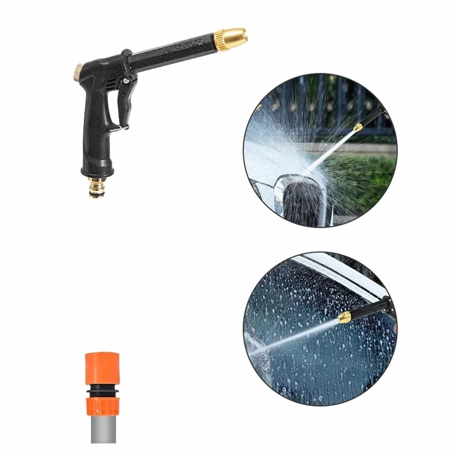 Pistolet d'arrosage avec embout multi-jets, Kit de nettoyage jardin Lance mousse buse réglable laveuse voiture portative jet à haute pression(Water Set)