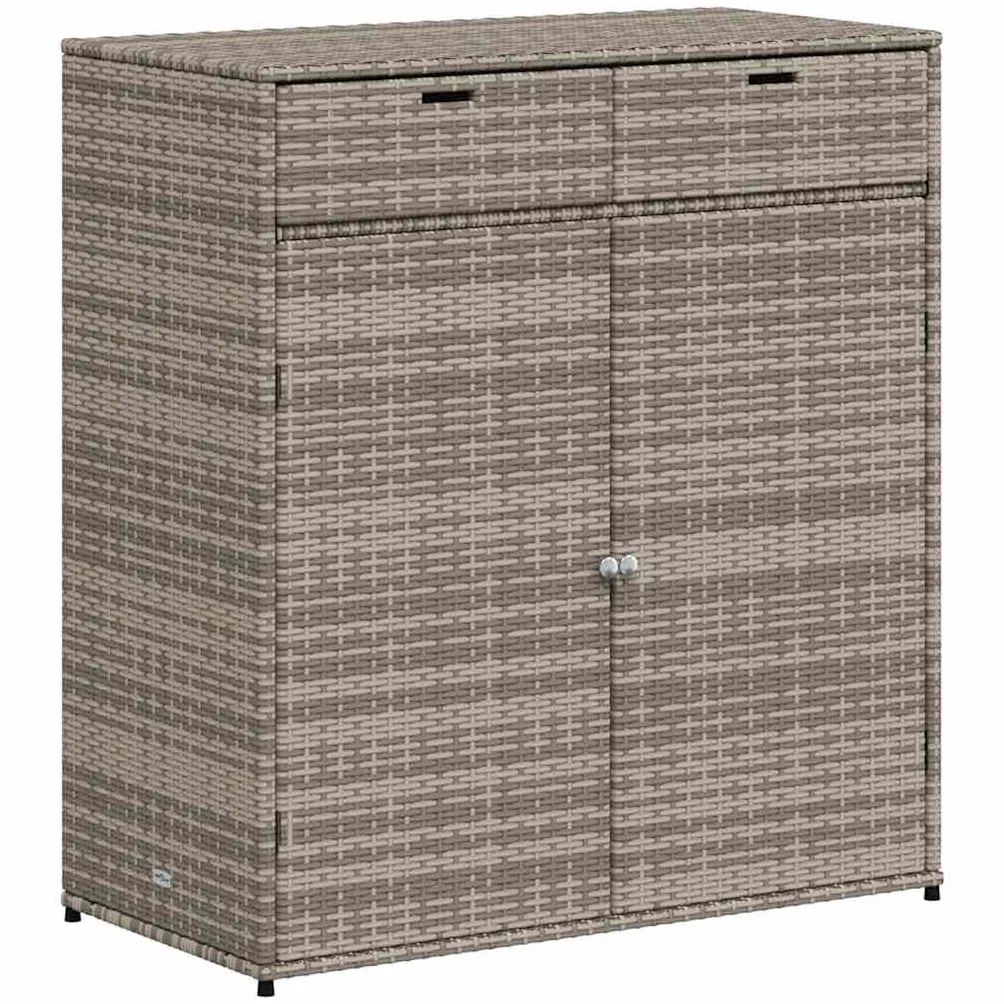 vidaXL Armoire de Jardin Résine Tressée Gris avec Porte