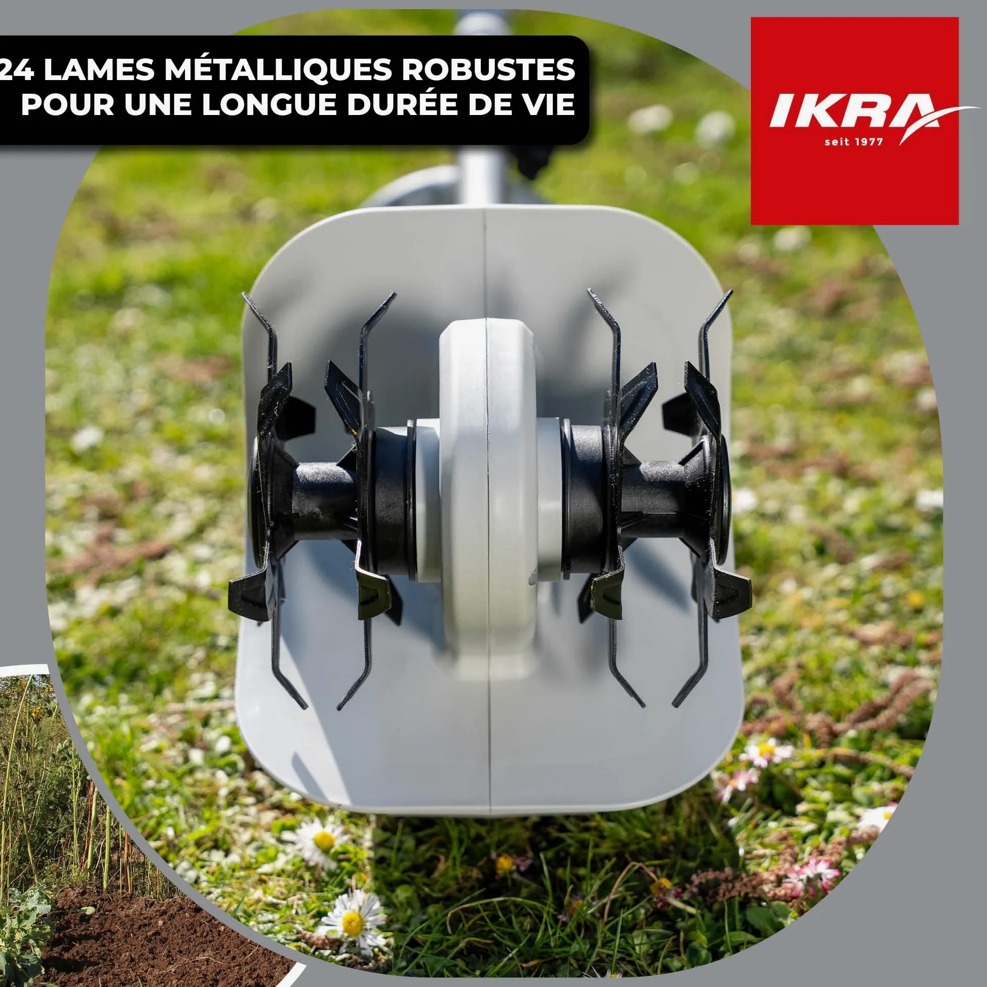 IKRA motoculteur à Batterie IAMH 20, Largeur 19cm, Batterie & Chargeur INCL | Profondeur de travail jusqu'à 15,5 cm, léger, rangement peu encombrant, gamme d'outils sans fil 20 V d'IKRA