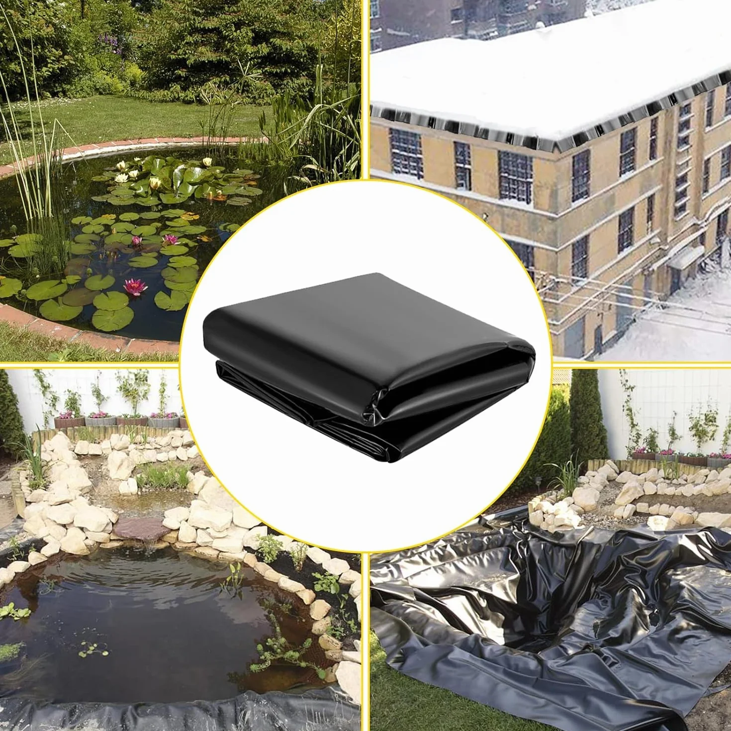 5x7.5m Liner bassin bache Noire agricole bassin Poisson Exterieur Jardin Facile à Installer étanchéité étanche et étanche bâche bassin extérieur bache epdm protéger l'étang Coupe Facile