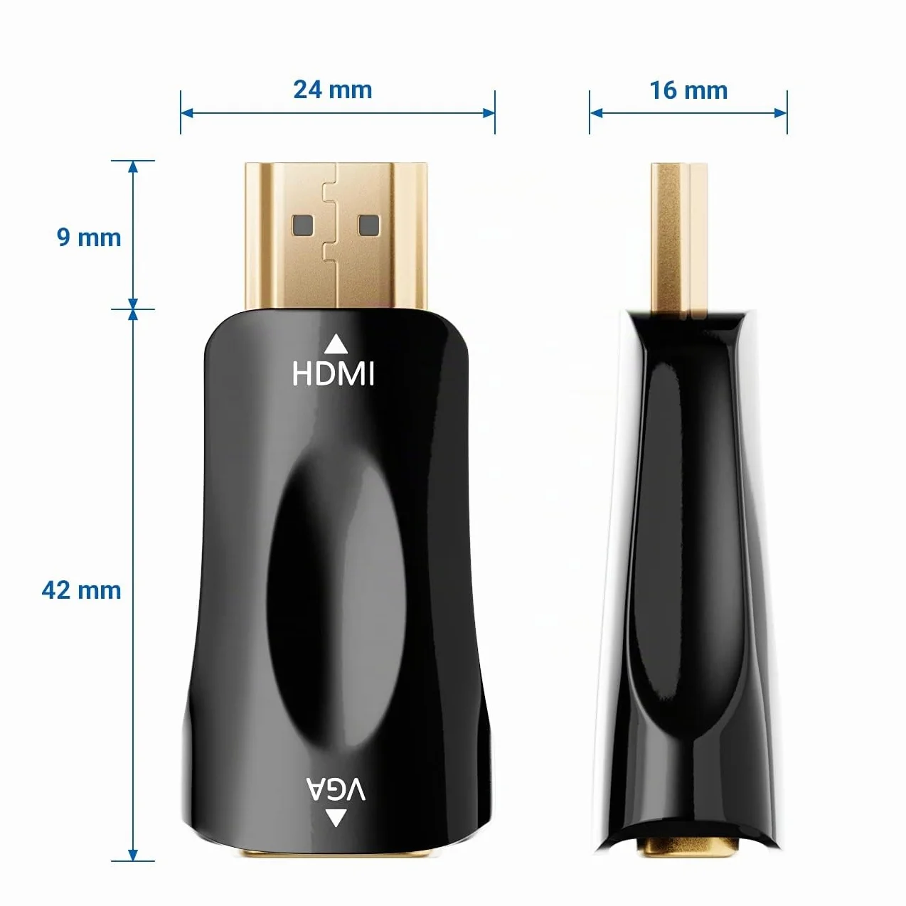 deleyCON Adaptateur HDMI vers VGA pour Moniteur Projecteur