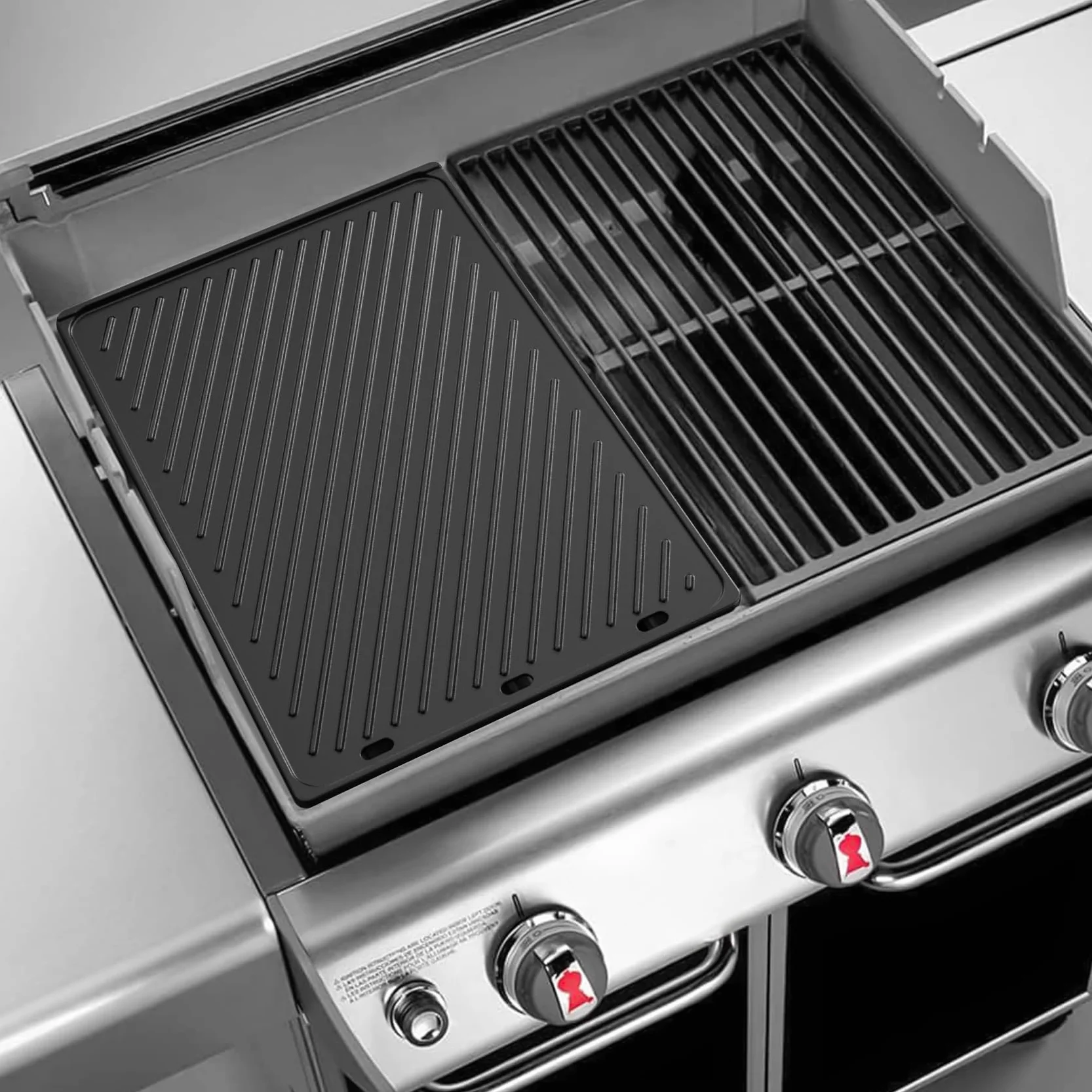 Weber Genesis 300 Plaque de Cuisson en Fonte Réversible 49 x 32 cm pour Barbecue à Gaz - Remplacement 7528