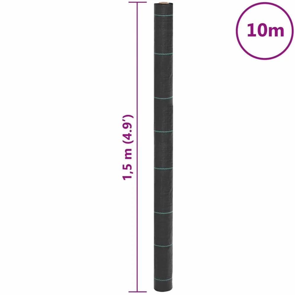 Membrane Anti-Mauvaises Herbes Noir 1,5x10 m PP géotextile pour Jardin terrasse pelouse Drainage séparation stabilisation Protection des Racines