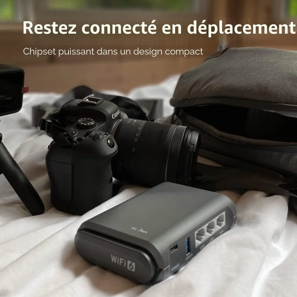 GL.iNet AXT1800 Slate AX Routeur WiFi 6 AX1800 Mbps Bi-Bande, 3 Ports Gigabit, VPN, WPA3