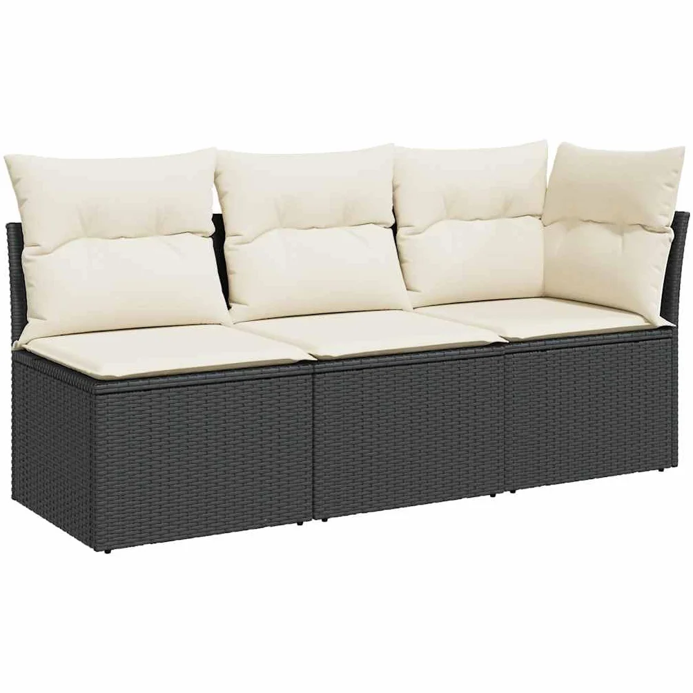 vidaXL Canapé de Jardin 3 Places Résine Tressée Noir