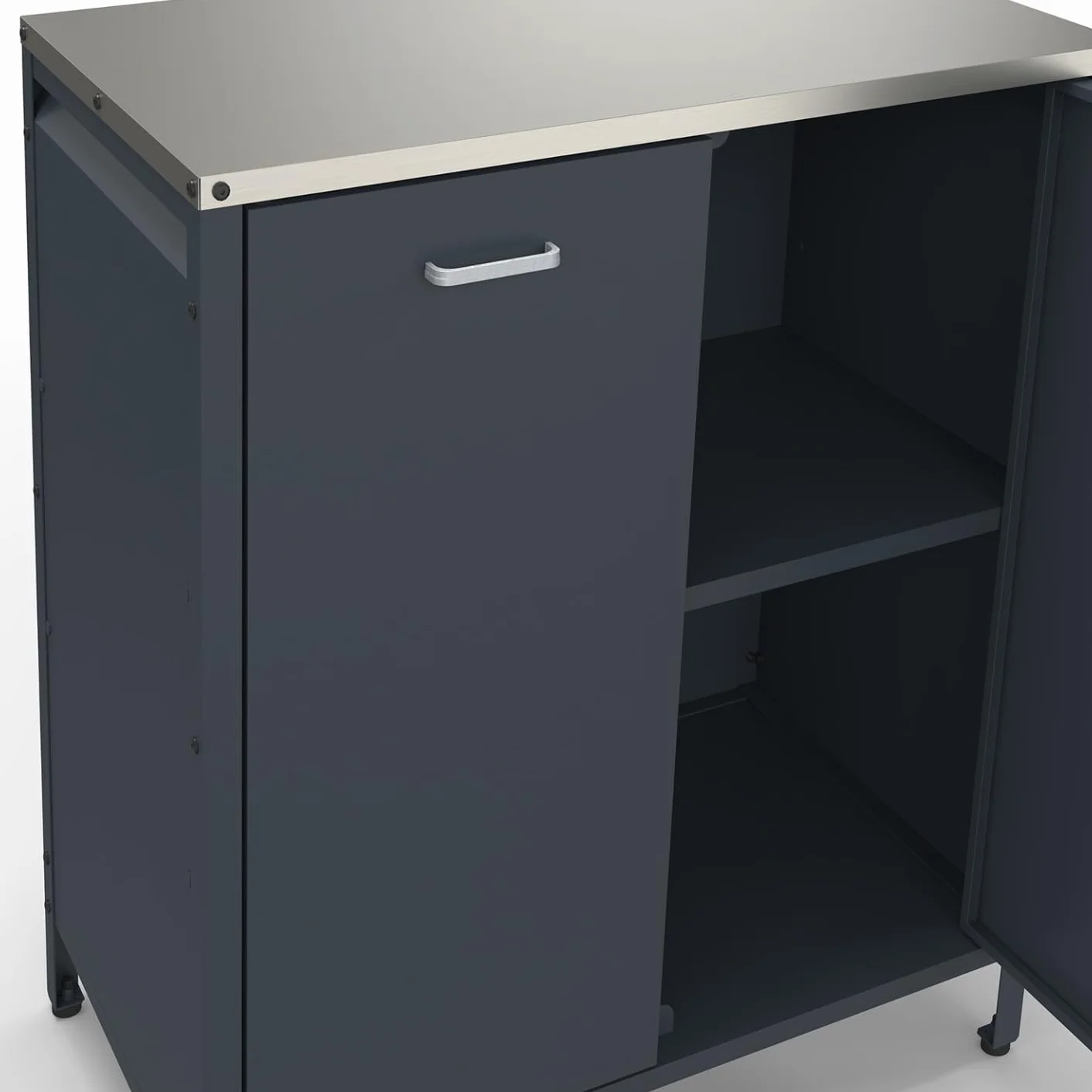 Meuble de Cuisine extérieure Pareo 2 Portes en Acier Gris Anthracite