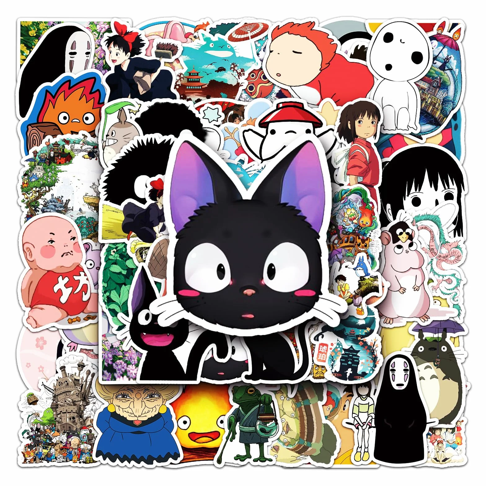 Autocollants Ghibli Cinéma Lot de 50 - PVC Imperméable pour Ordinateur Portable, Décoration DIY