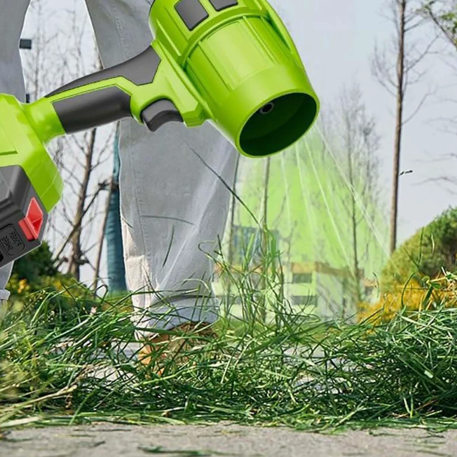Seese Pro Souffleur Aspirateur Électrique sans Fil - Portable, 35000 RPM Ultra Puissant, 40 Minutes d'Autonomie, Léger pour Jardin, Cour, Feuilles, Pelouse (Green,2 Batterie)
