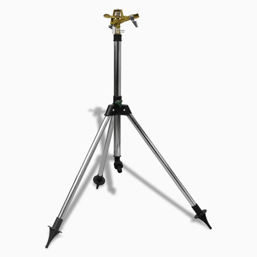 Arroseur en Zinc sur trépied, tête asperseur réglable, buse Rotatif, gicleur pour pelouse Jardin Gazon, Irrigation extérieur, raccord Tuyau 1/2 Pouces, portée 12 m, 450 m²