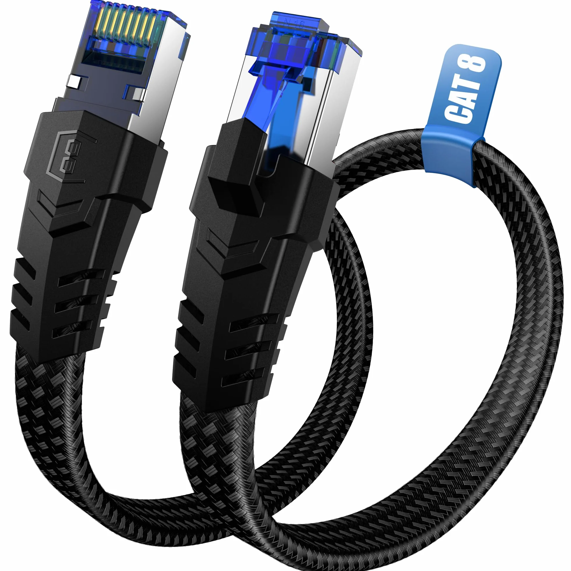 Câble Ethernet Cat 8 40Gbps 2000MHz RJ45 Plat Nylon Tressé LAN 0.5-30M