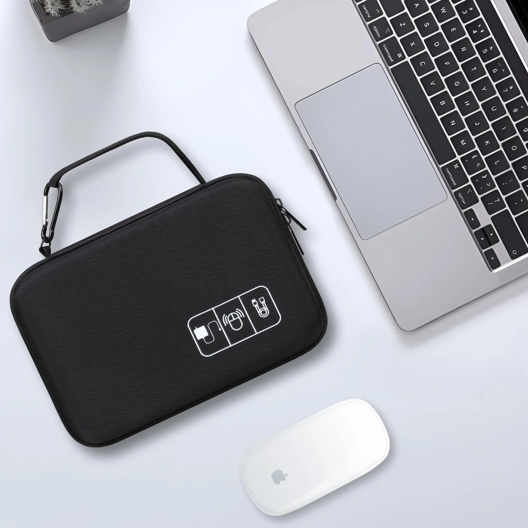 Lacdo Étui de Transport Rigide pour MacBook Adaptateur Chargeur Accessoires Sac EVA Noir