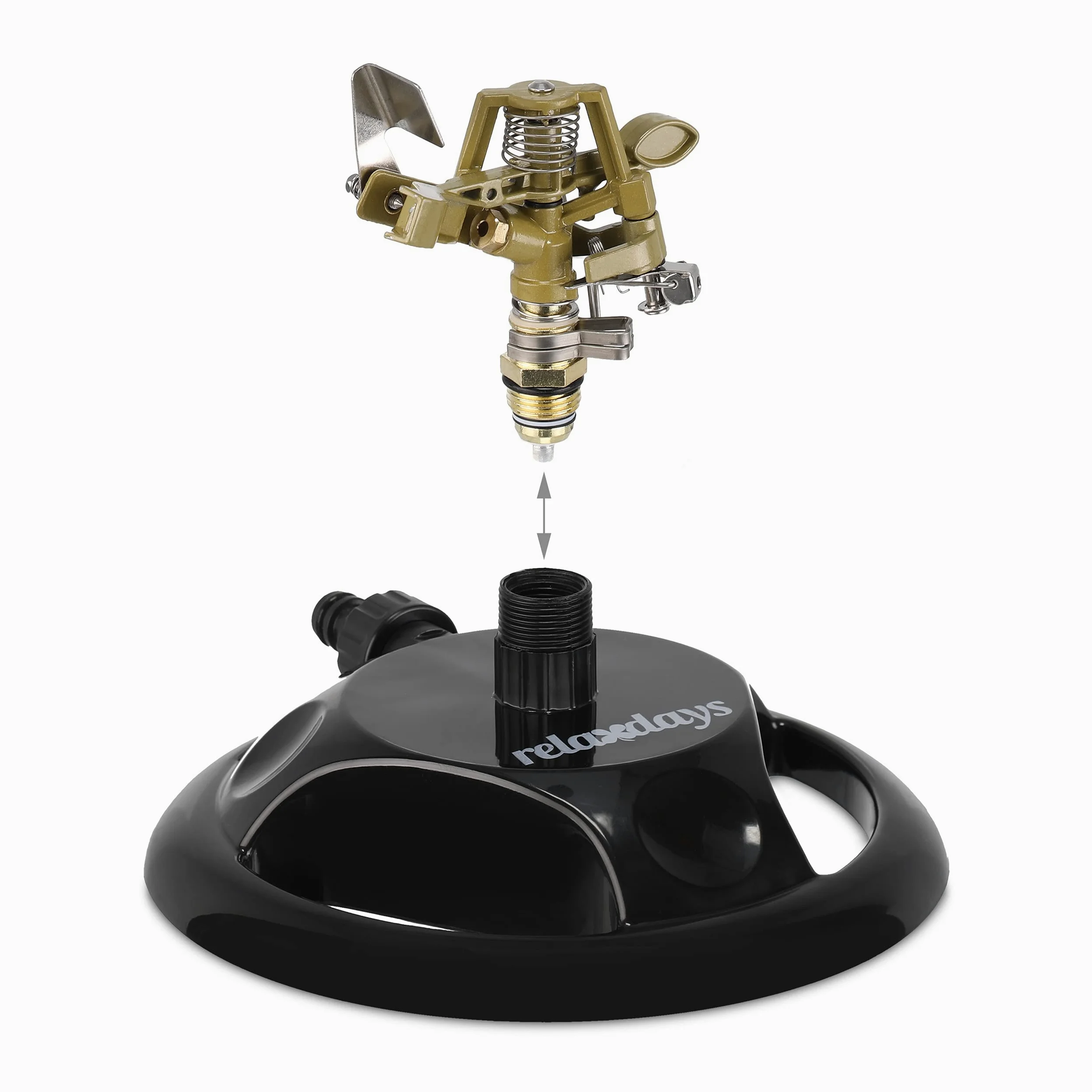 Relaxdays Arroseur de Jardin, Pratique pour irriguer Les Surfaces allant Jusqu’à 450 m², portée 12 m, 360°, Noir