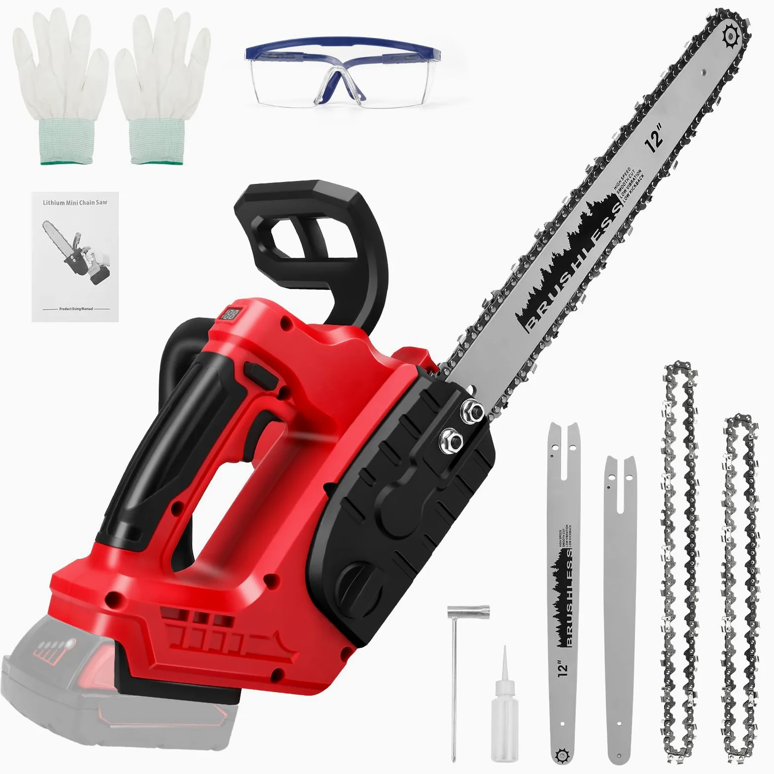 1100 WTronçonneuse sans fil pour Milwaukee 18 V batterie (sans batterie) | Roadtime moteur sans balais 8700 tr/min, longueur de coupe de 30,5 cm avec serrures de sécurité, vitesse de coupe